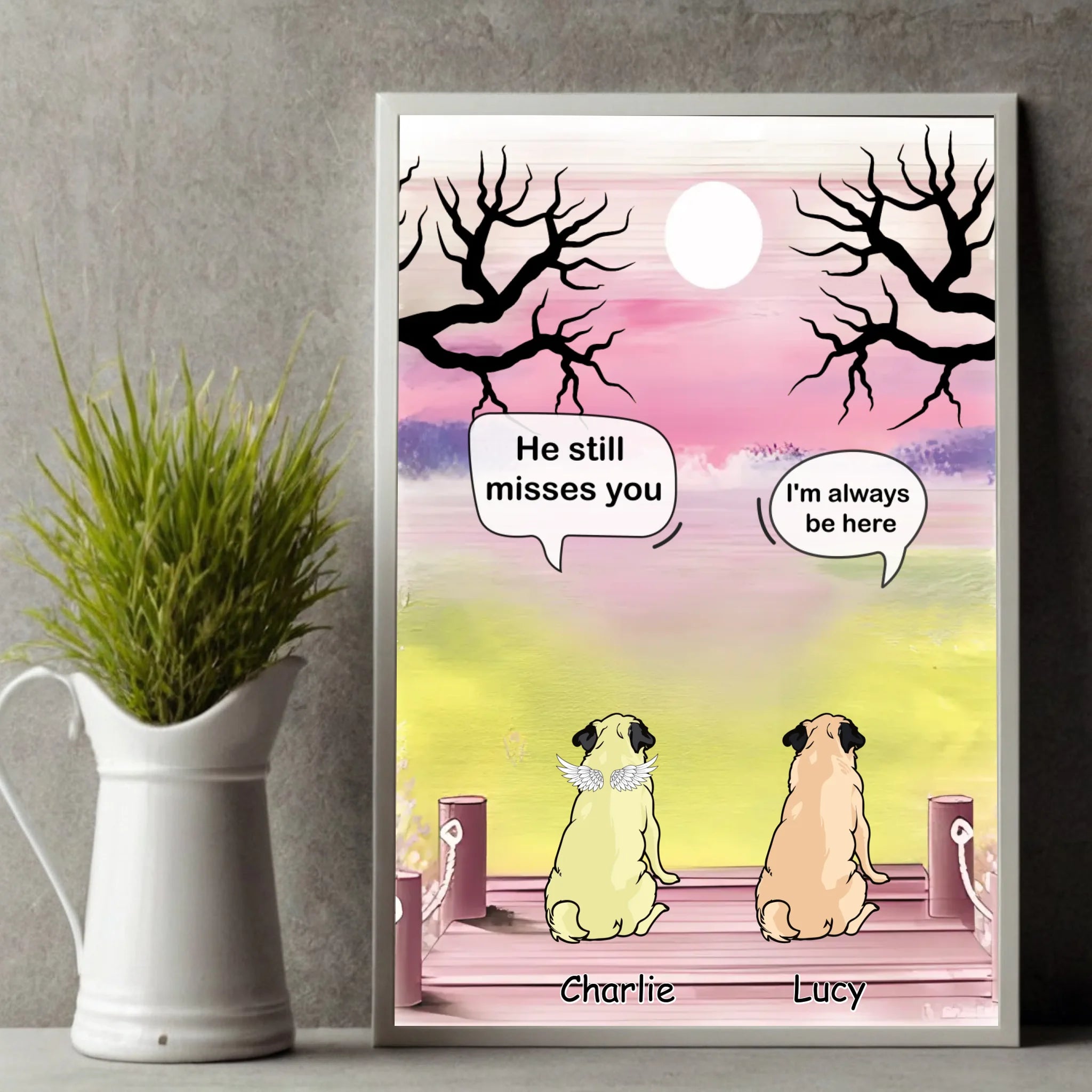 Customized Pug Lover Poster – Sympathy Wall Art For Pet Loss | 89Prints
