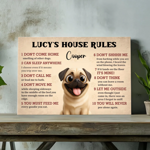 Customized Pug Lover Canvas Wall Art – Dog's House Rules Gift For Dog Owners | 89Prints