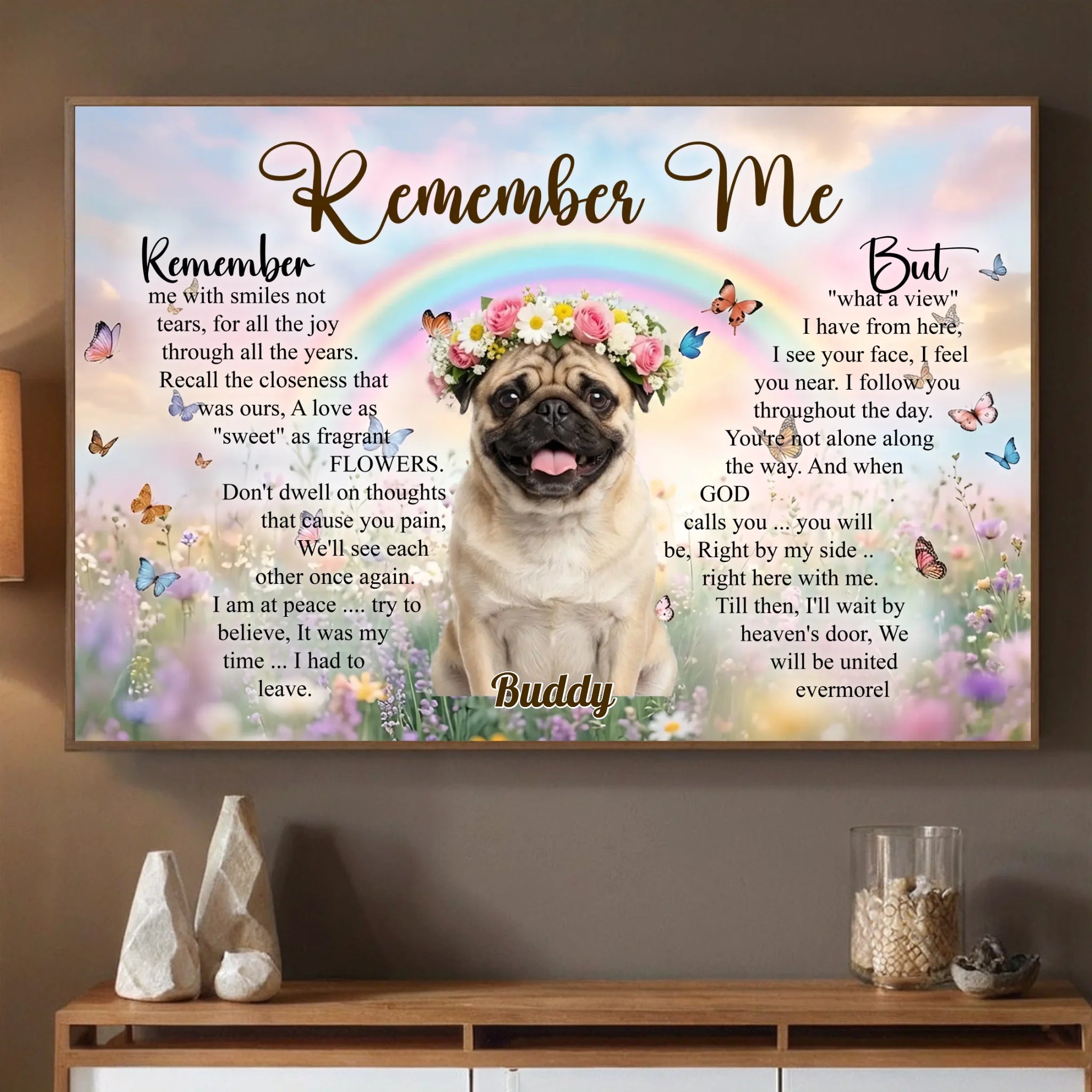 Custom Pug Poster For Dog Lovers - Remember Me With Smiles Not Tears Gift | 89Prints