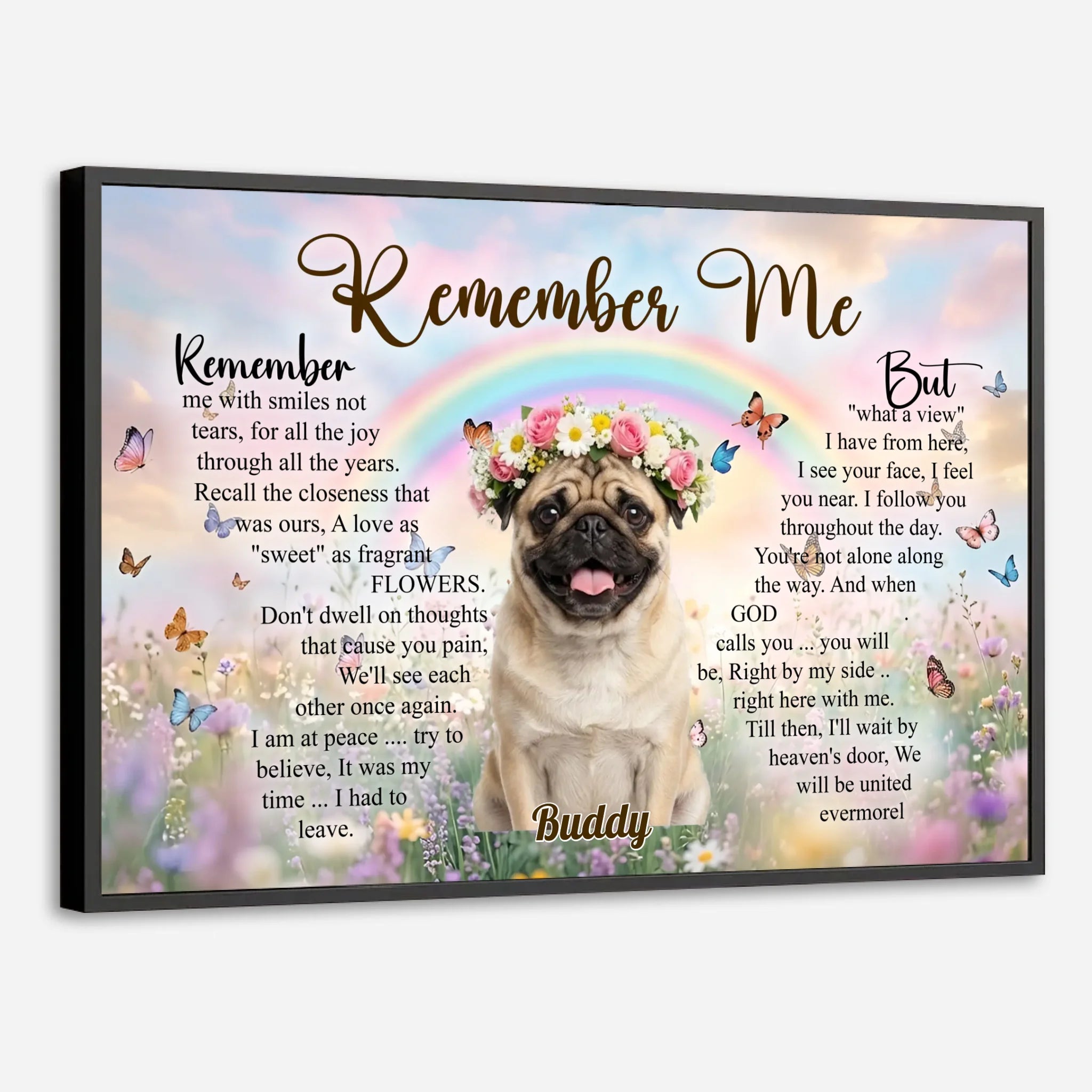 Custom Pug Poster For Dog Lovers - Remember Me With Smiles Not Tears Gift | 89Prints
