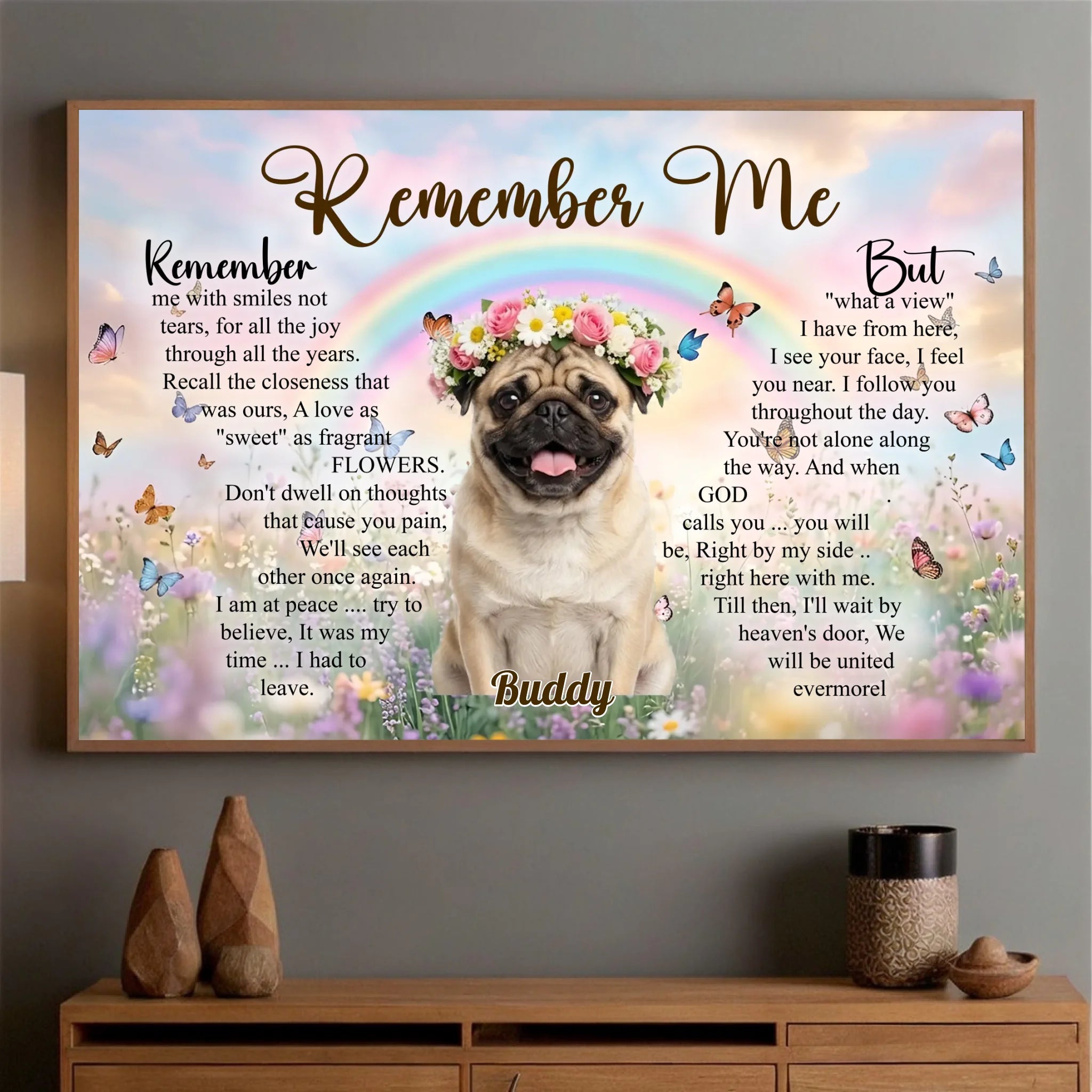 Custom Pug Poster For Dog Lovers - Remember Me With Smiles Not Tears Gift | 89Prints