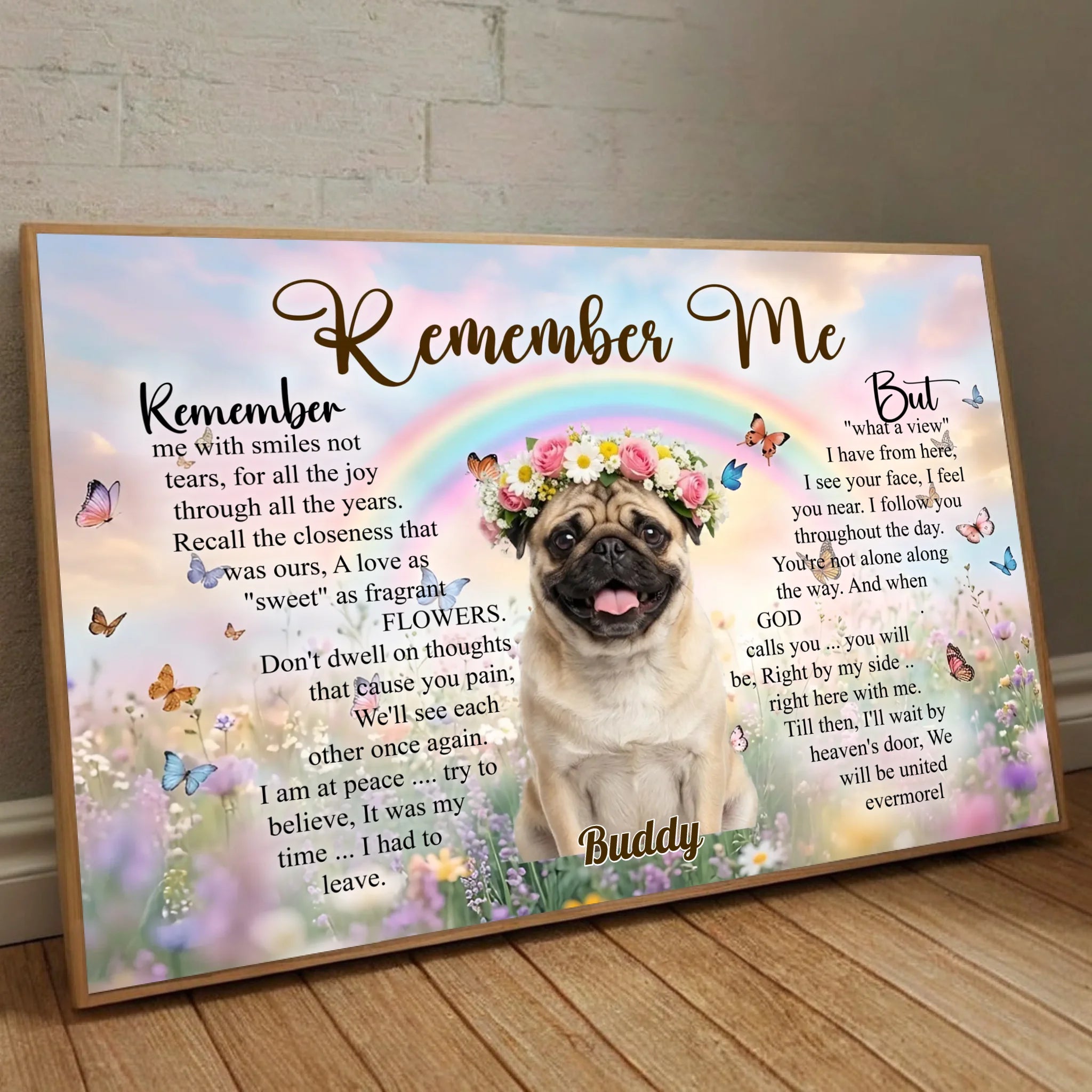 Custom Pug Poster For Dog Lovers - Remember Me With Smiles Not Tears Gift | 89Prints