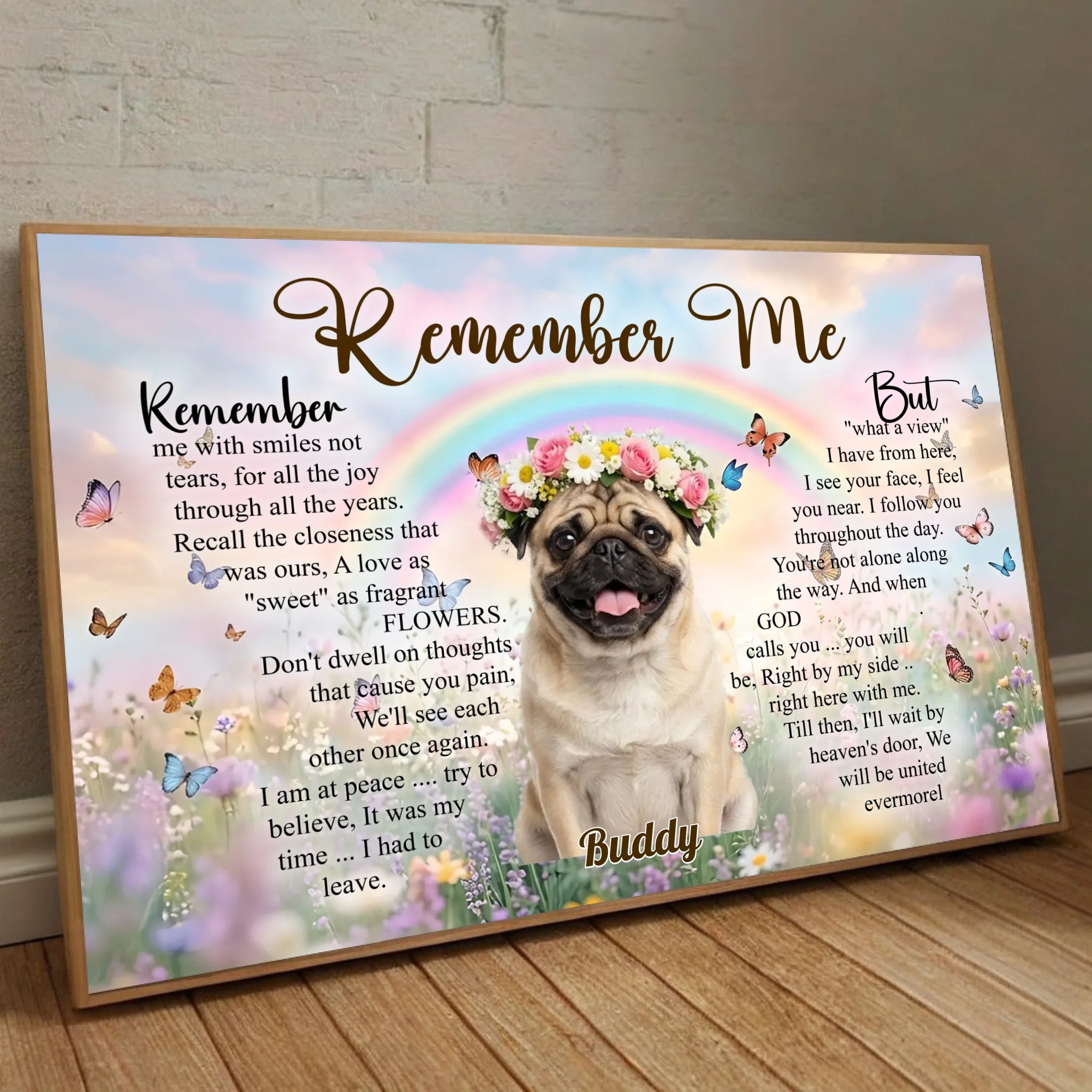 Custom Pug Poster For Dog Lovers - Remember Me With Smiles Not Tears Gift | 89Prints