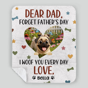 Personalized Pug Lover Blanket - I Woof You Every Day Custom Photo Father’s Day Gift | 89Prints