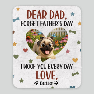 Personalized Pug Lover Blanket - I Woof You Every Day Custom Photo Father’s Day Gift | 89Prints