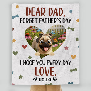 Personalized Pug Lover Blanket - I Woof You Every Day Custom Photo Father’s Day Gift | 89Prints