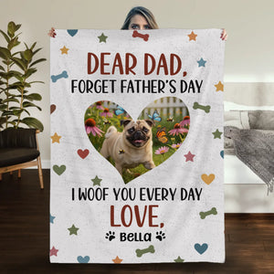 Personalized Pug Lover Blanket - I Woof You Every Day Custom Photo Father’s Day Gift | 89Prints