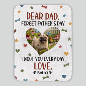 Personalized Pug Lover Blanket - I Woof You Every Day Custom Photo Father’s Day Gift | 89Prints