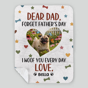 Personalized Pug Lover Blanket - I Woof You Every Day Custom Photo Father’s Day Gift | 89Prints