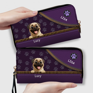 Custom Pug Lover Wallet - Personalized Pet Portrait Leather Purse | 89Prints
