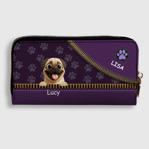 Custom Pug Lover Wallet - Personalized Pet Portrait Leather Purse | 89Prints