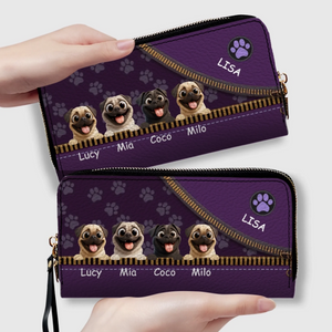 Custom Pug Lover Wallet - Personalized Pet Portrait Leather Purse | 89Prints