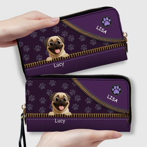 Custom Pug Lover Wallet - Personalized Pet Portrait Leather Purse | 89Prints