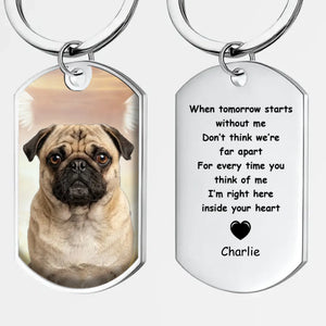 Custom Pug Photo Keychain – Meaningful Dog Memorial Inside Your Heart Tag | 89Prints