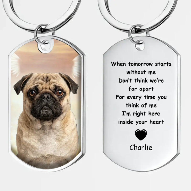 Custom Pug Photo Keychain – Meaningful Dog Memorial Inside Your Heart Tag | 89Prints