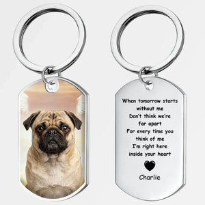Custom Pug Photo Keychain – Meaningful Dog Memorial Inside Your Heart Tag | 89Prints