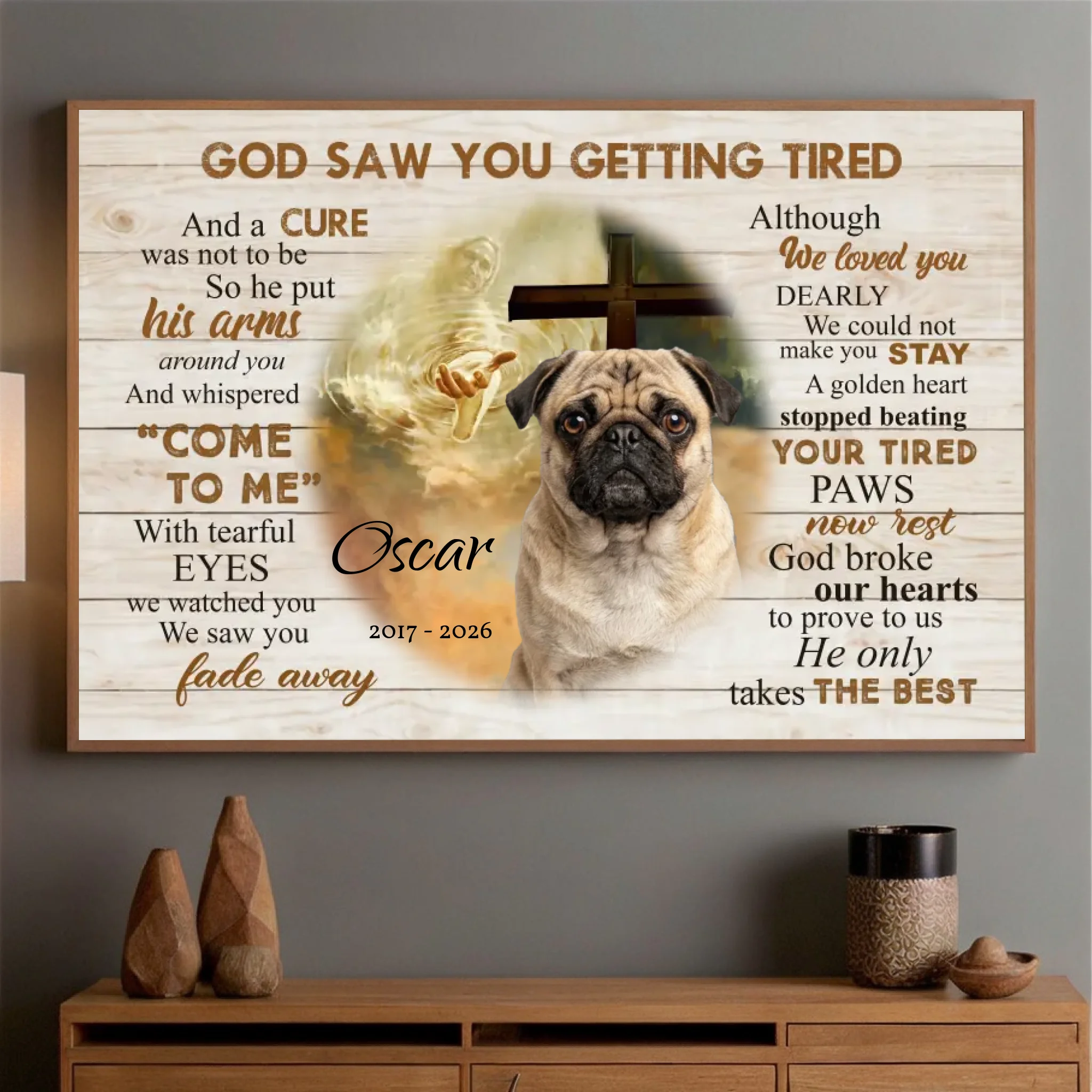 Customized Pug Memorial Poster - God Saw You Getting Tired Gift For Dog Lovers | 89Prints
