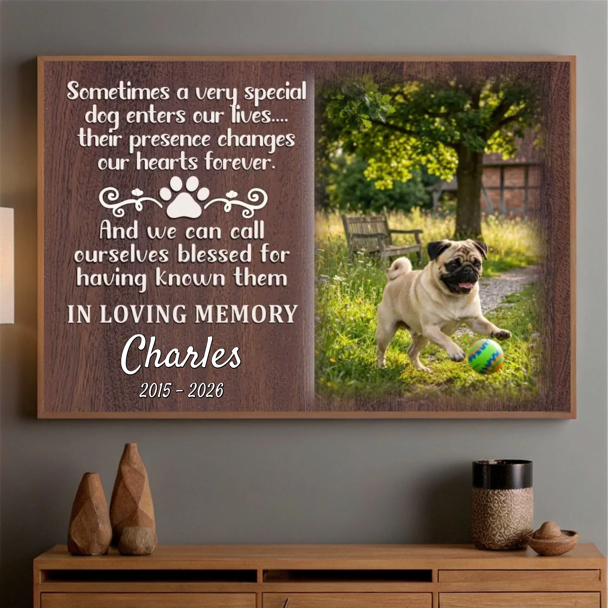Personalized Pug Memorial Poster – Forever In Our Hearts Tribute For Your Beloved Dog | 89Prints