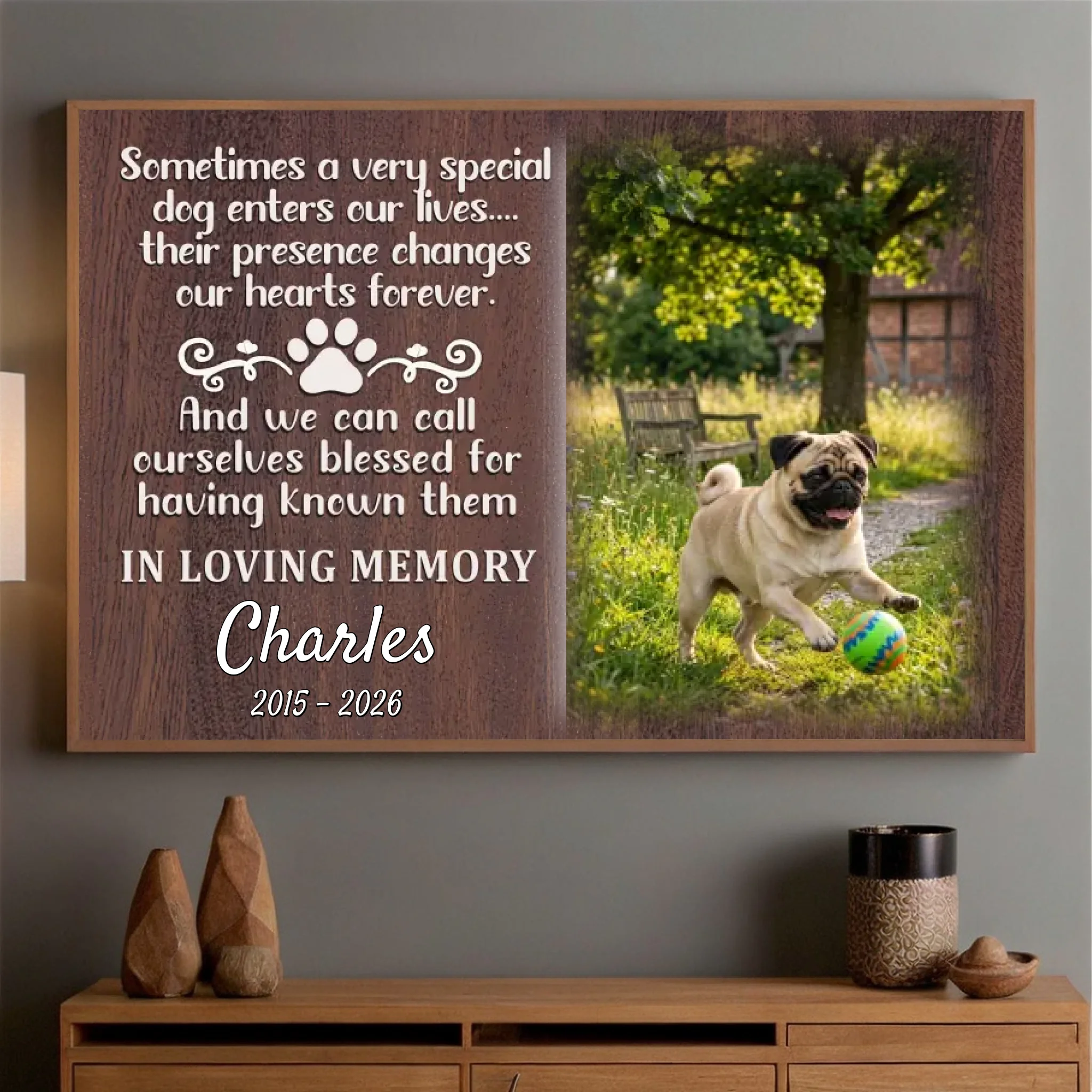 Personalized Pug Memorial Poster – Forever In Our Hearts Tribute For Your Beloved Dog | 89Prints
