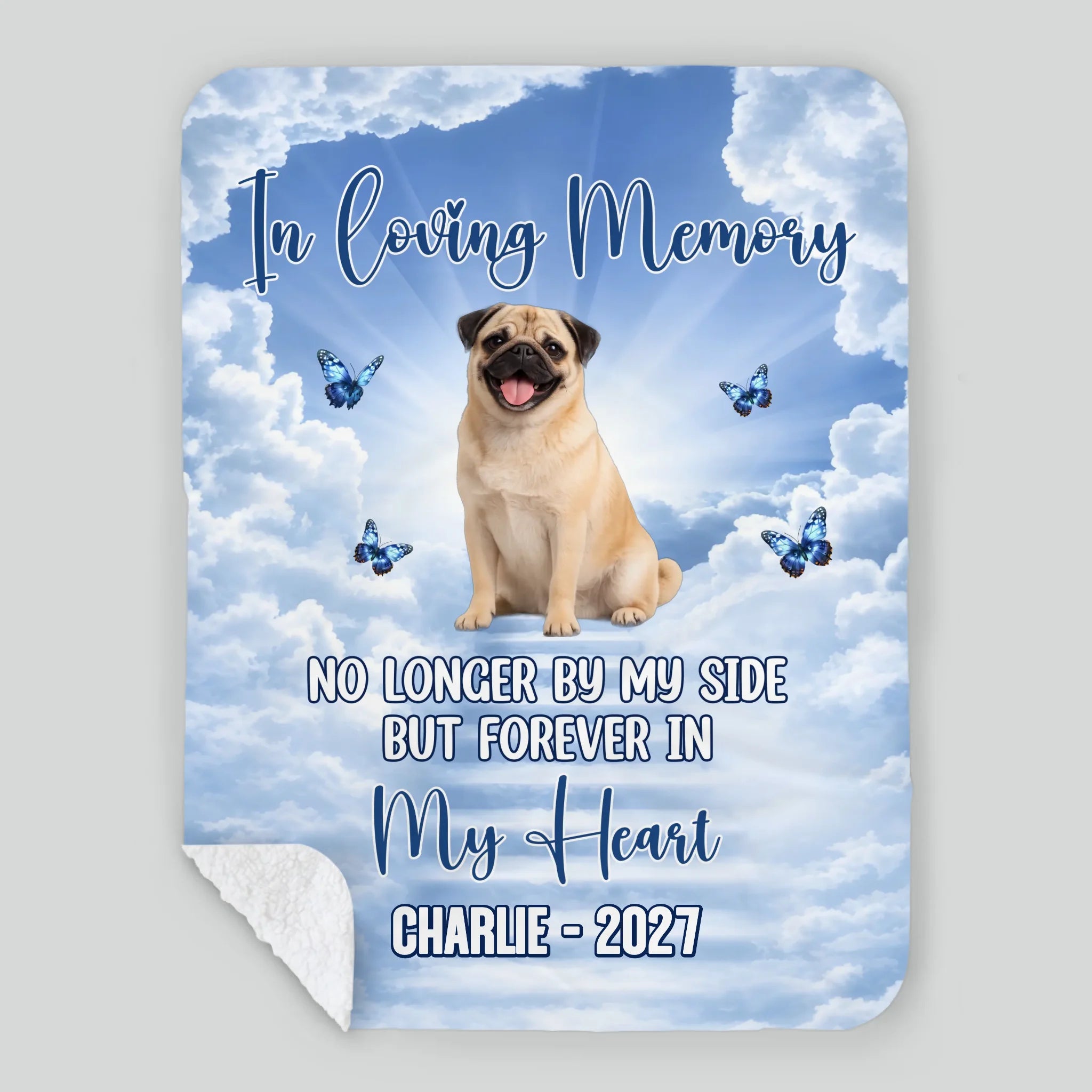 Custom Pug Blanket With Name - In Loving Memory Gift For Dog Lovers | 89Prints