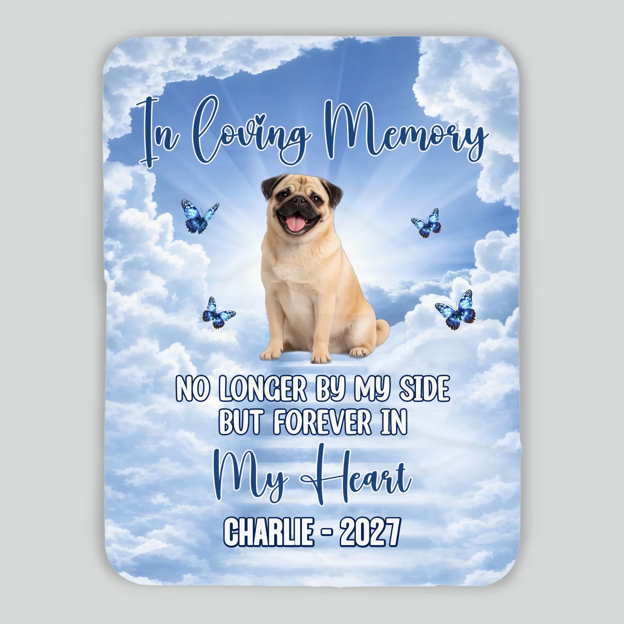 Custom Pug Blanket With Name - In Loving Memory Gift For Dog Lovers | 89Prints