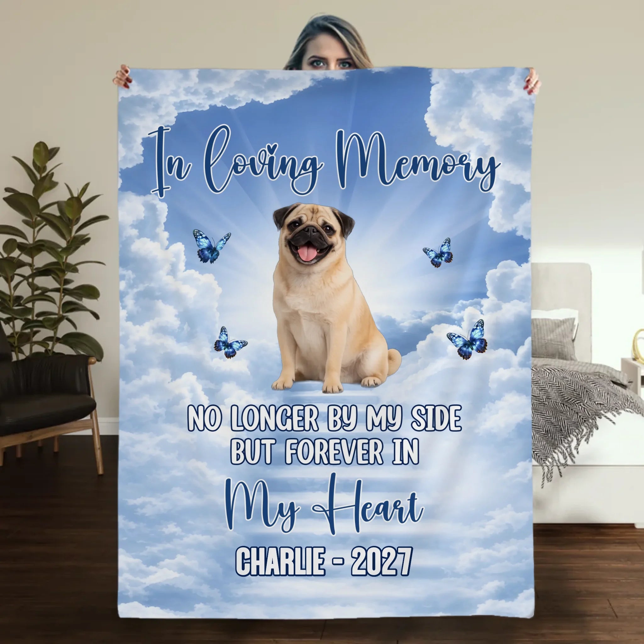 Custom Pug Blanket With Name - In Loving Memory Gift For Dog Lovers | 89Prints