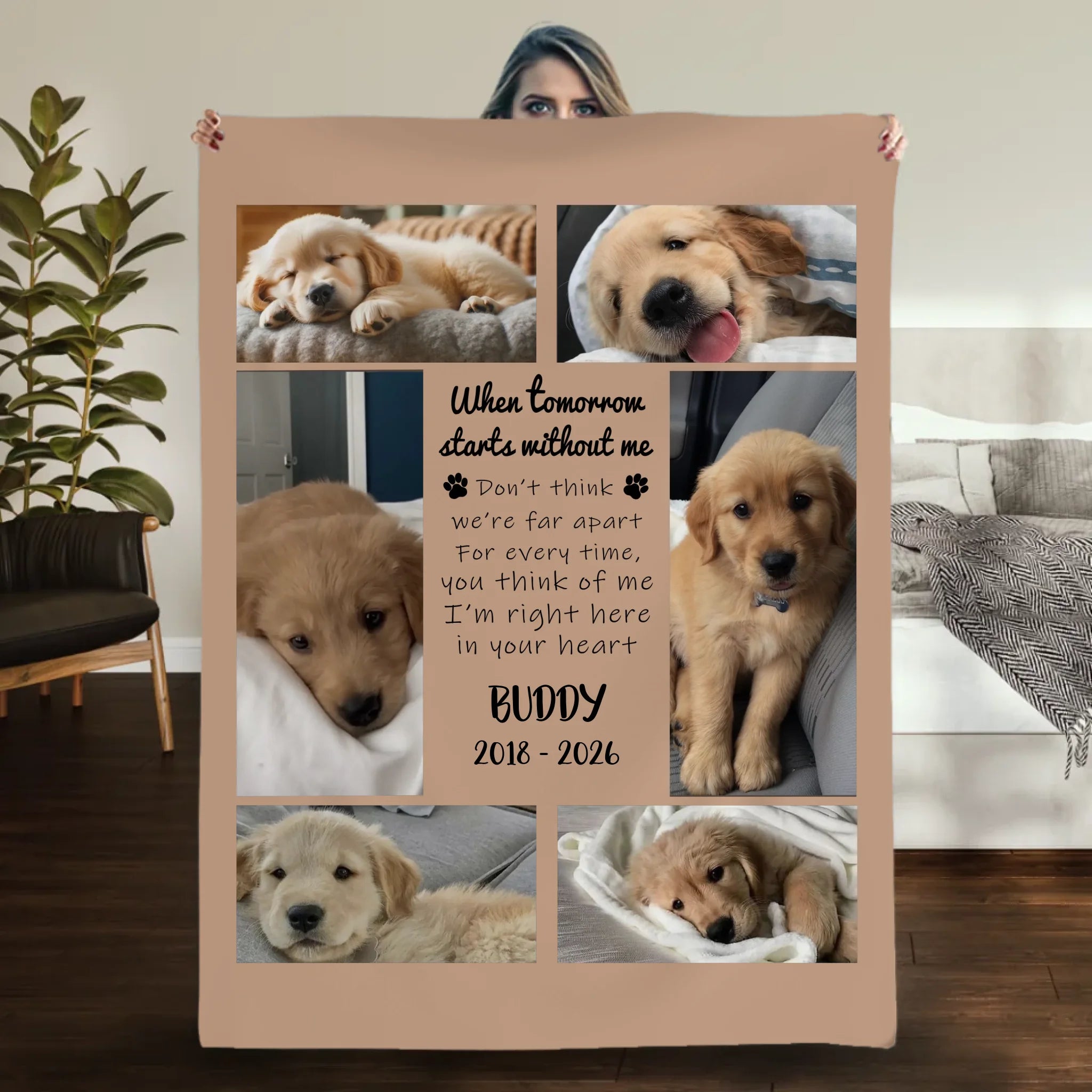 Custom Dog Remembrance Blanket - Sympathy Gift With Multi Photo Collage And Name - 89Prints
