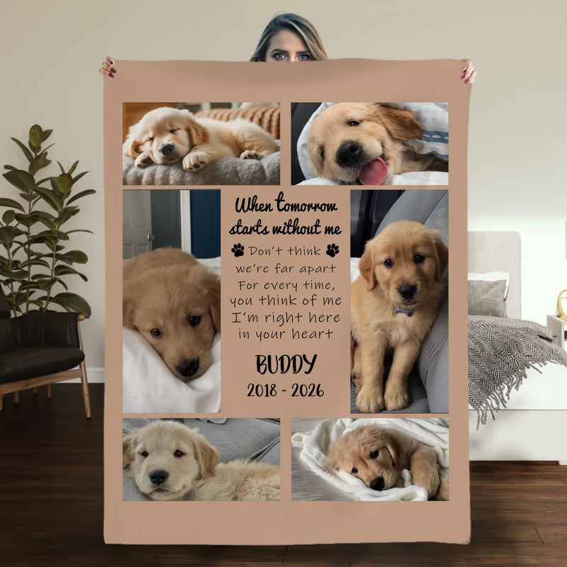 Custom Dog Remembrance Blanket - Sympathy Gift With Multi Photo Collage And Name - 89Prints