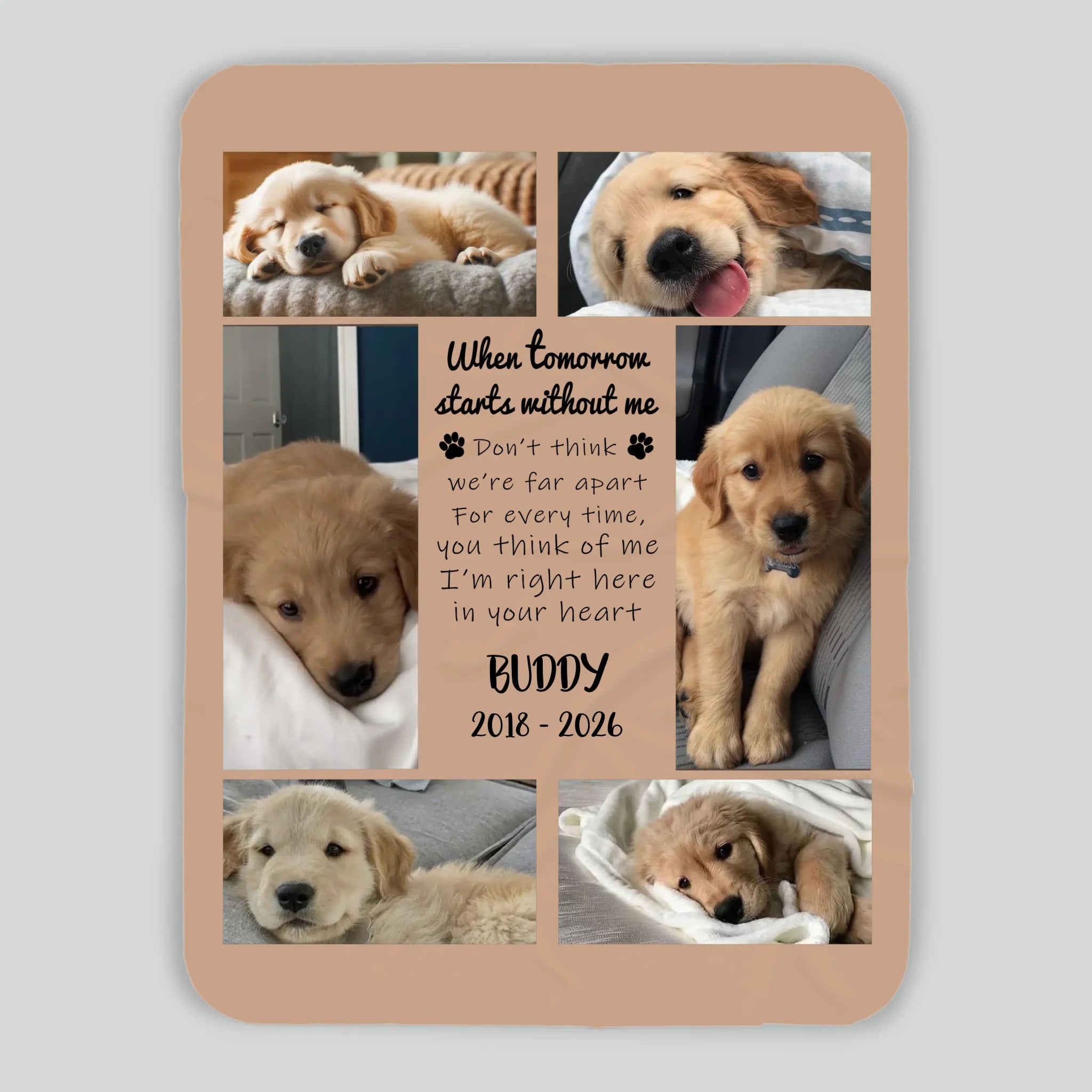 Custom Dog Remembrance Blanket - Sympathy Gift With Multi Photo Collage And Name - 89Prints