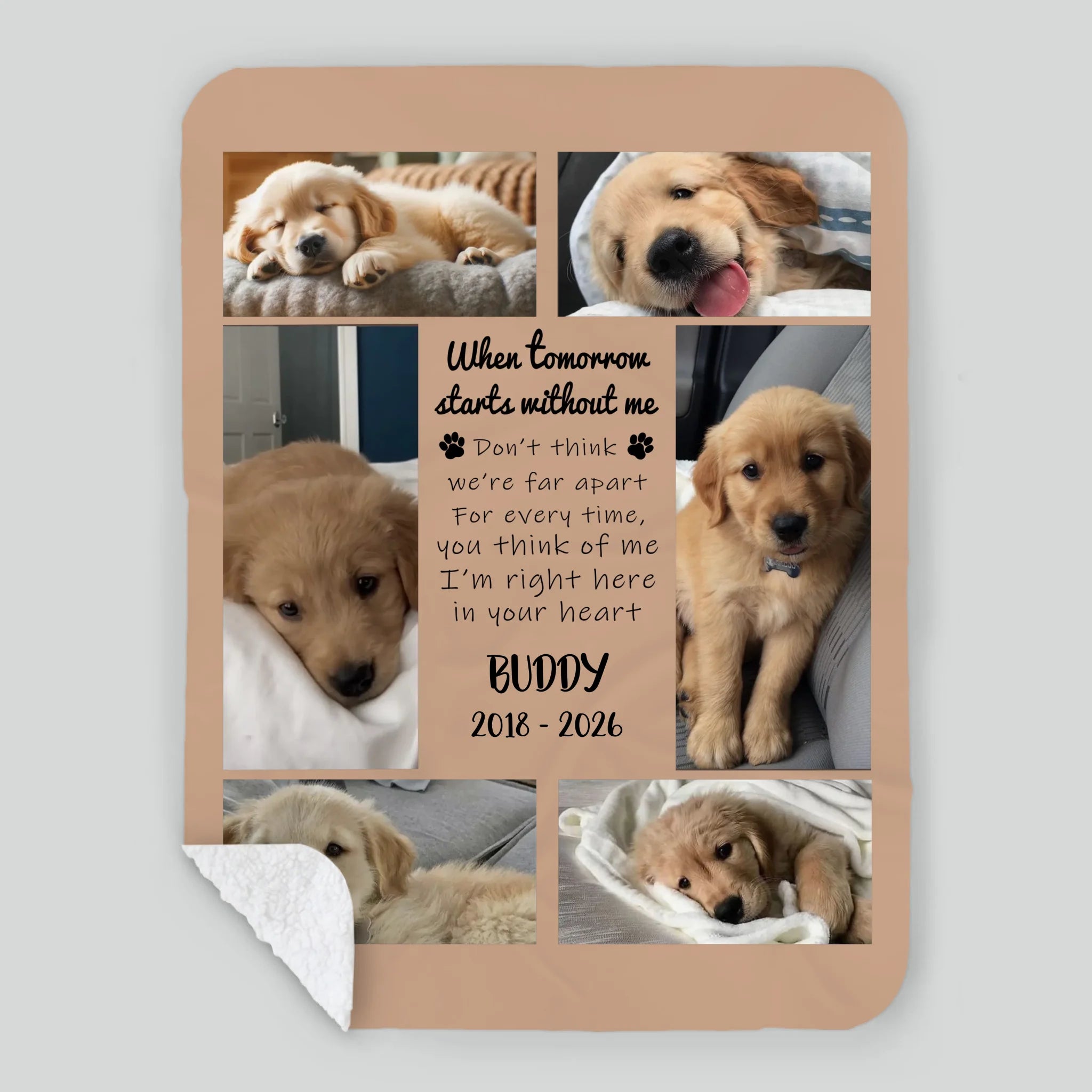 Custom Dog Remembrance Blanket - Sympathy Gift With Multi Photo Collage And Name - 89Prints