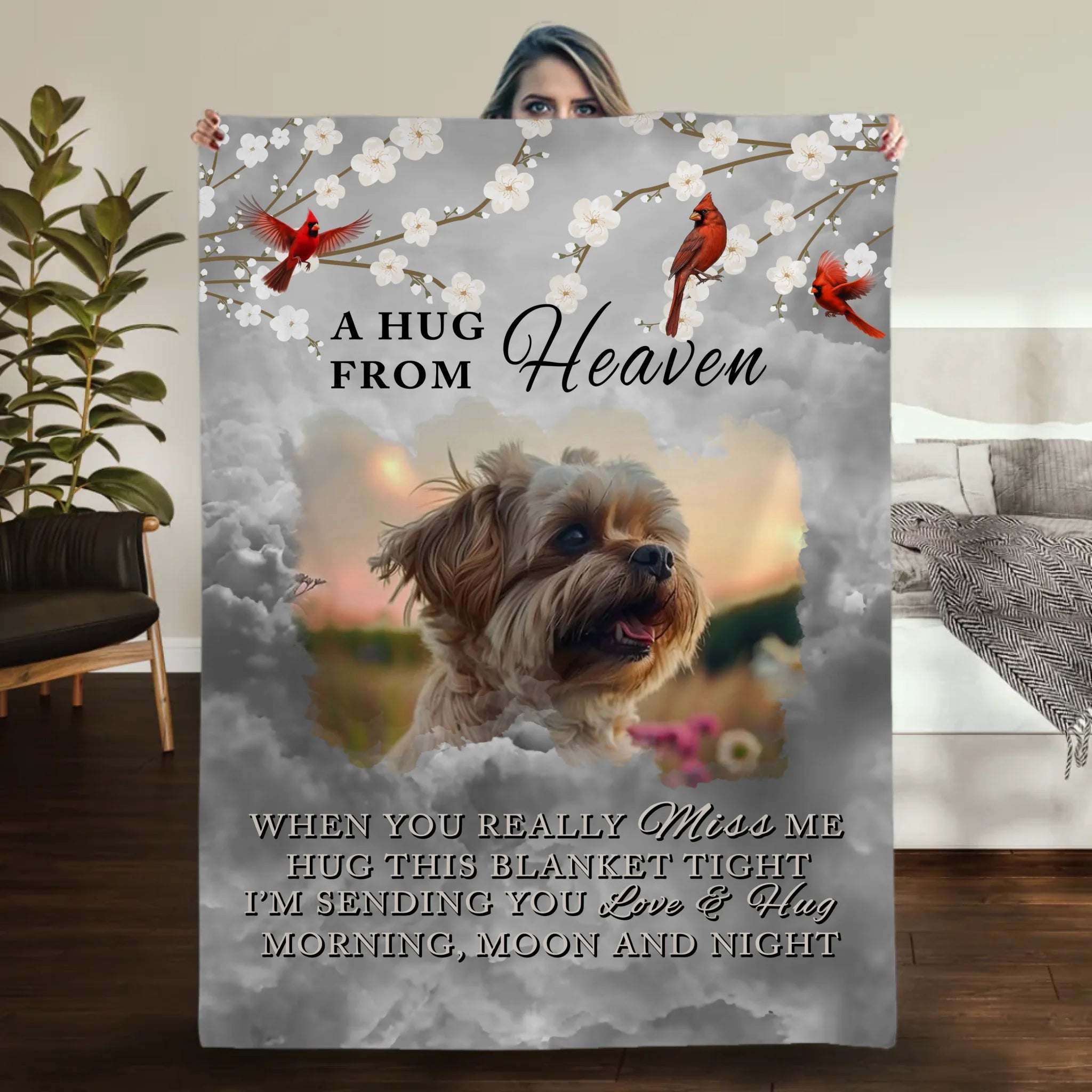 Personalised Dog Memorial Gifts Blanket - A Hug From Heaven, Presents For Dog Lovers - 89Prints