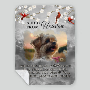 Personalised Dog Memorial Gifts Blanket - A Hug From Heaven, Presents For Dog Lovers - 89Prints