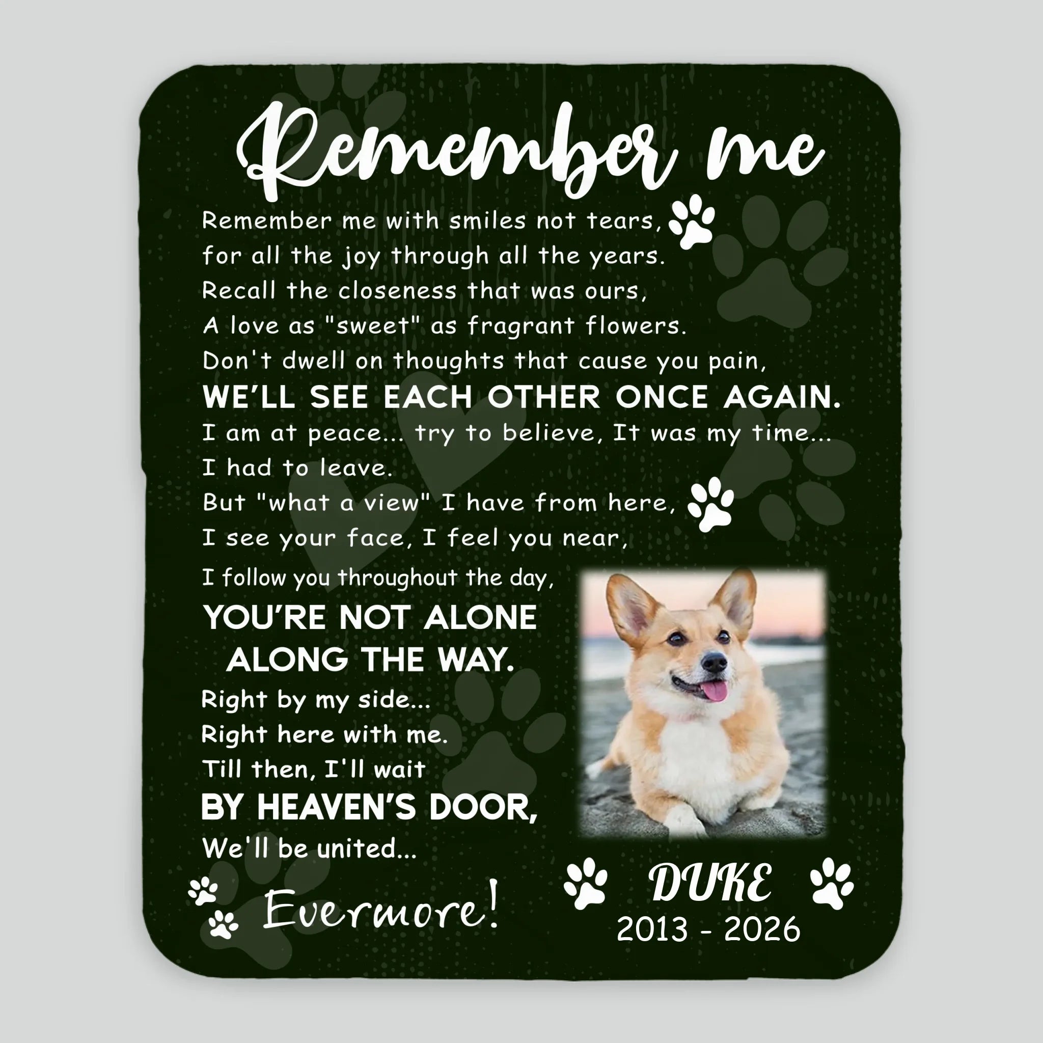 Personalized Dog Loss Blanket - Forever In My Heart Memorial Gift For Dog Owners - 89Prints