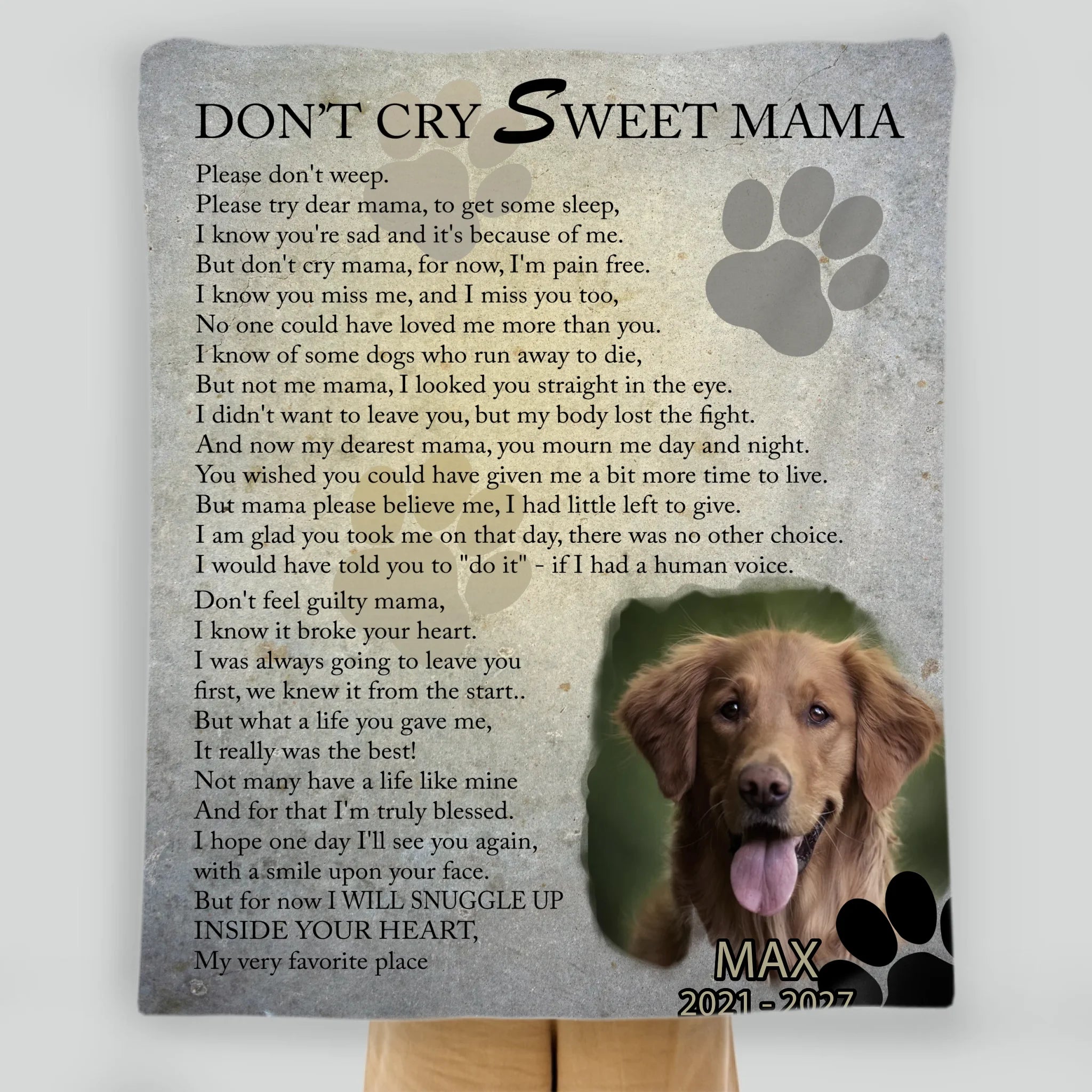Customized Dog Portrait Blanket - Don't Cry Sweet Mama, Gifts For Dog Parents - 89Prints