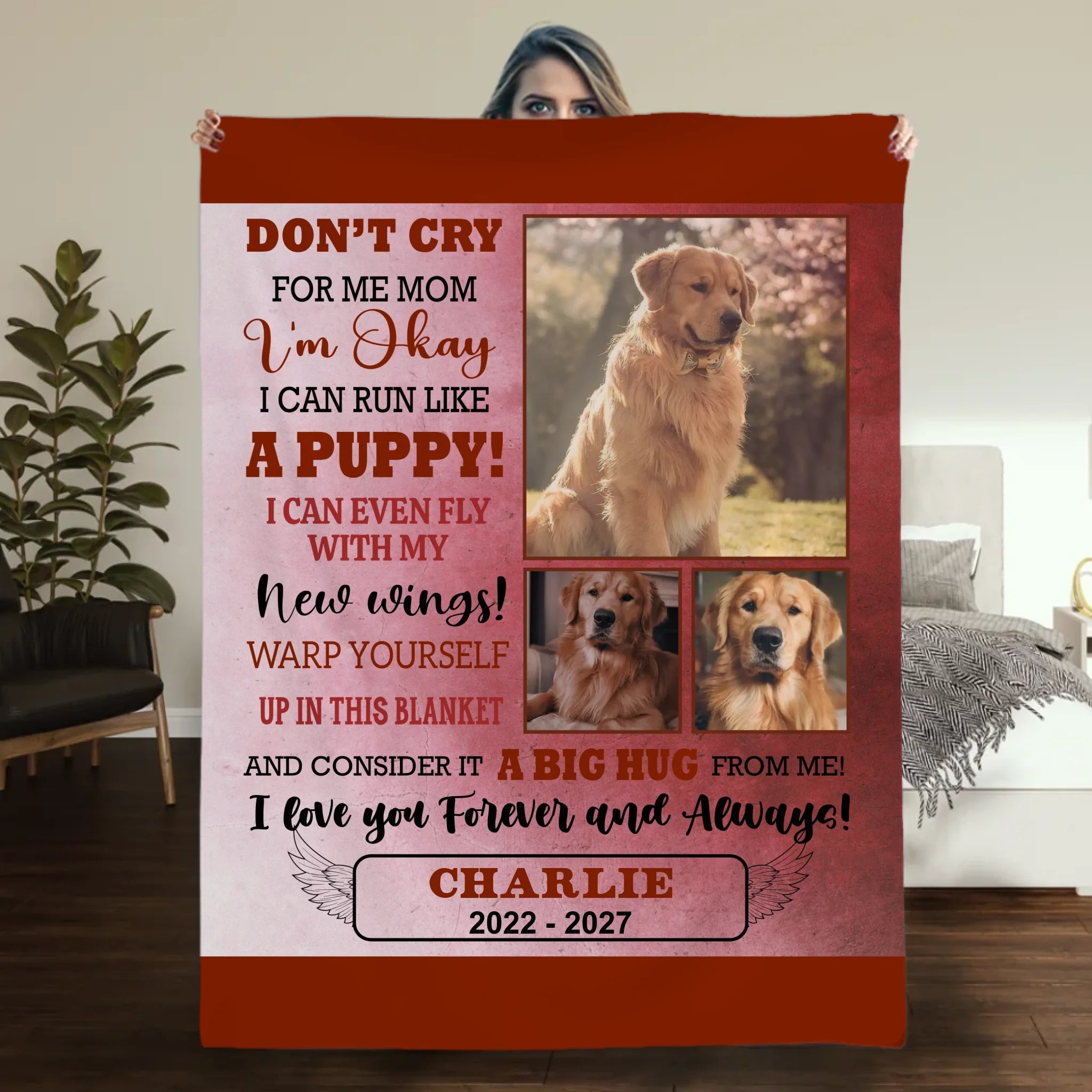 Custom Photo Dog Blanket - Don't Cry for Me Mom, Dog Presents For Humans - 89Prints