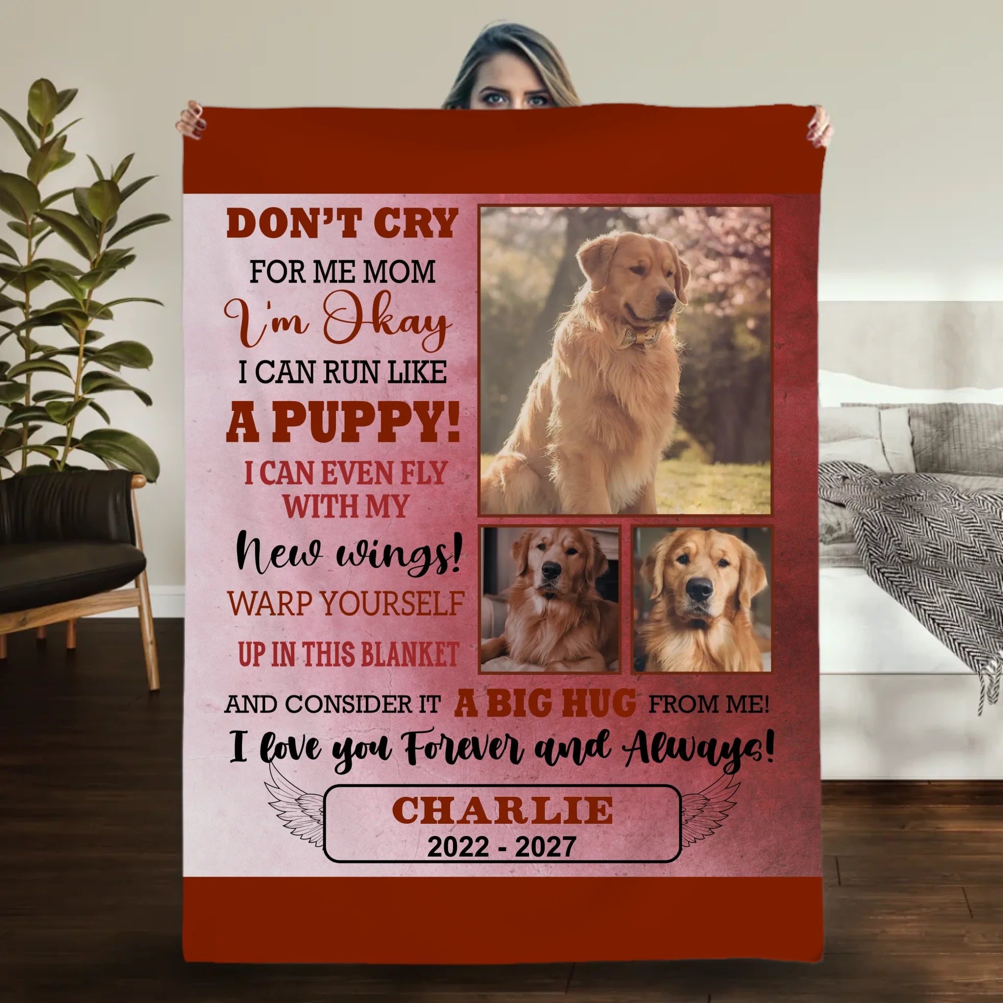 Custom Photo Dog Blanket - Don't Cry for Me Mom, Dog Presents For Humans - 89Prints