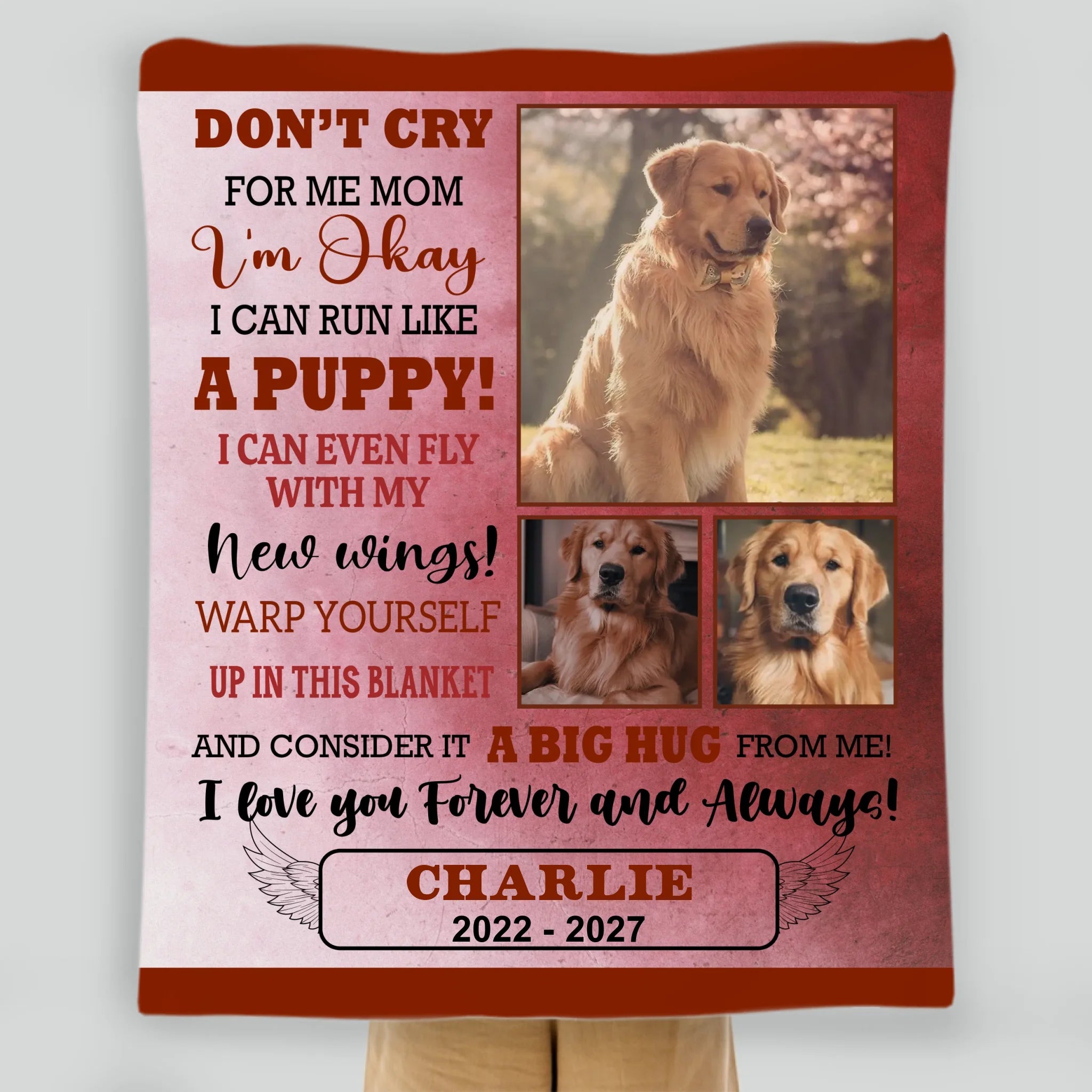 Custom Photo Dog Blanket - Don't Cry for Me Mom, Dog Presents For Humans - 89Prints