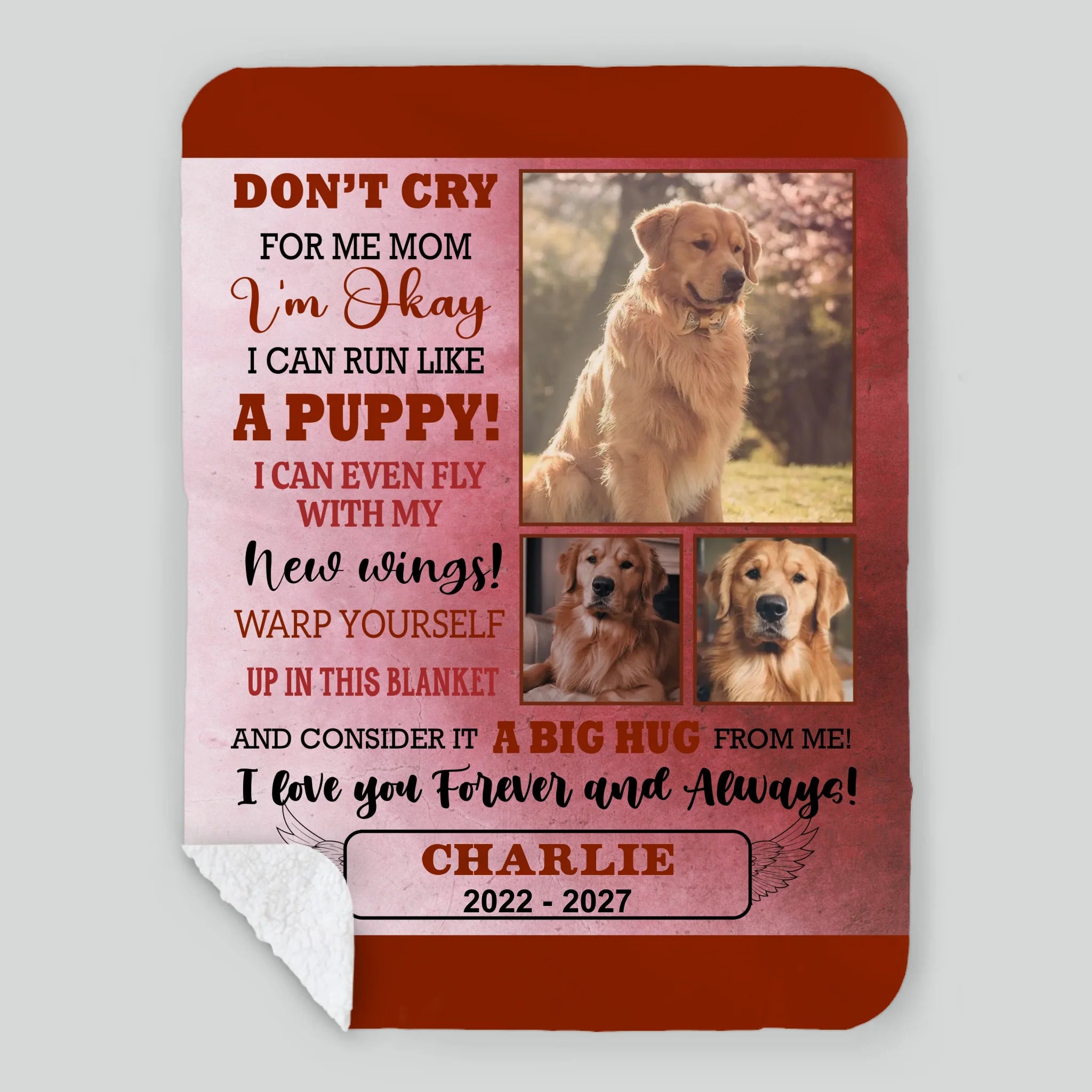 Custom Photo Dog Blanket - Don't Cry for Me Mom, Dog Presents For Humans - 89Prints
