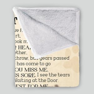 Customized Dog Memory Blanket - Waiting At The Door, Dog Photo With Name For Dog Passing - 89Prints