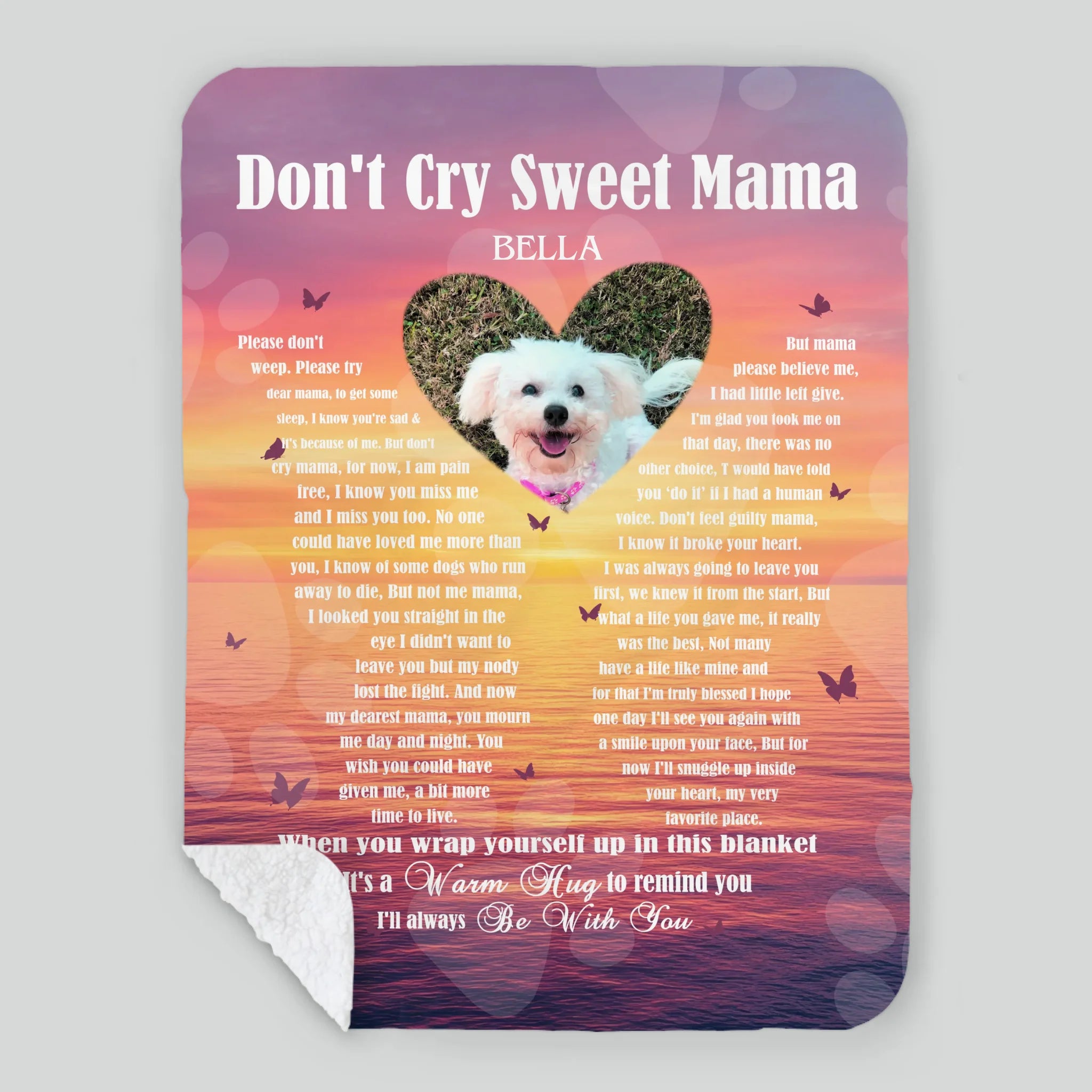 Personalised Photo Dog Blanket - A Warm Hug From Heaven, Dog Themed Presents - 89Prints