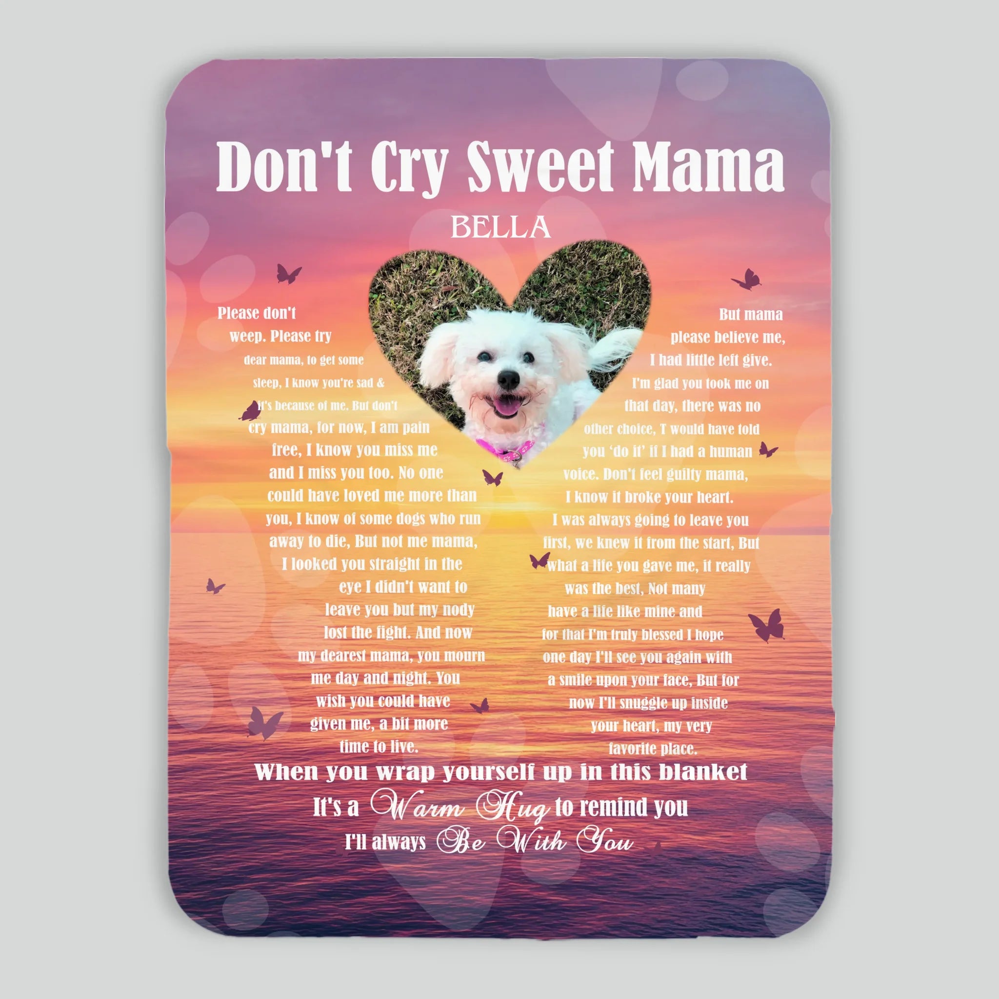 Personalised Photo Dog Blanket - A Warm Hug From Heaven, Dog Themed Presents - 89Prints