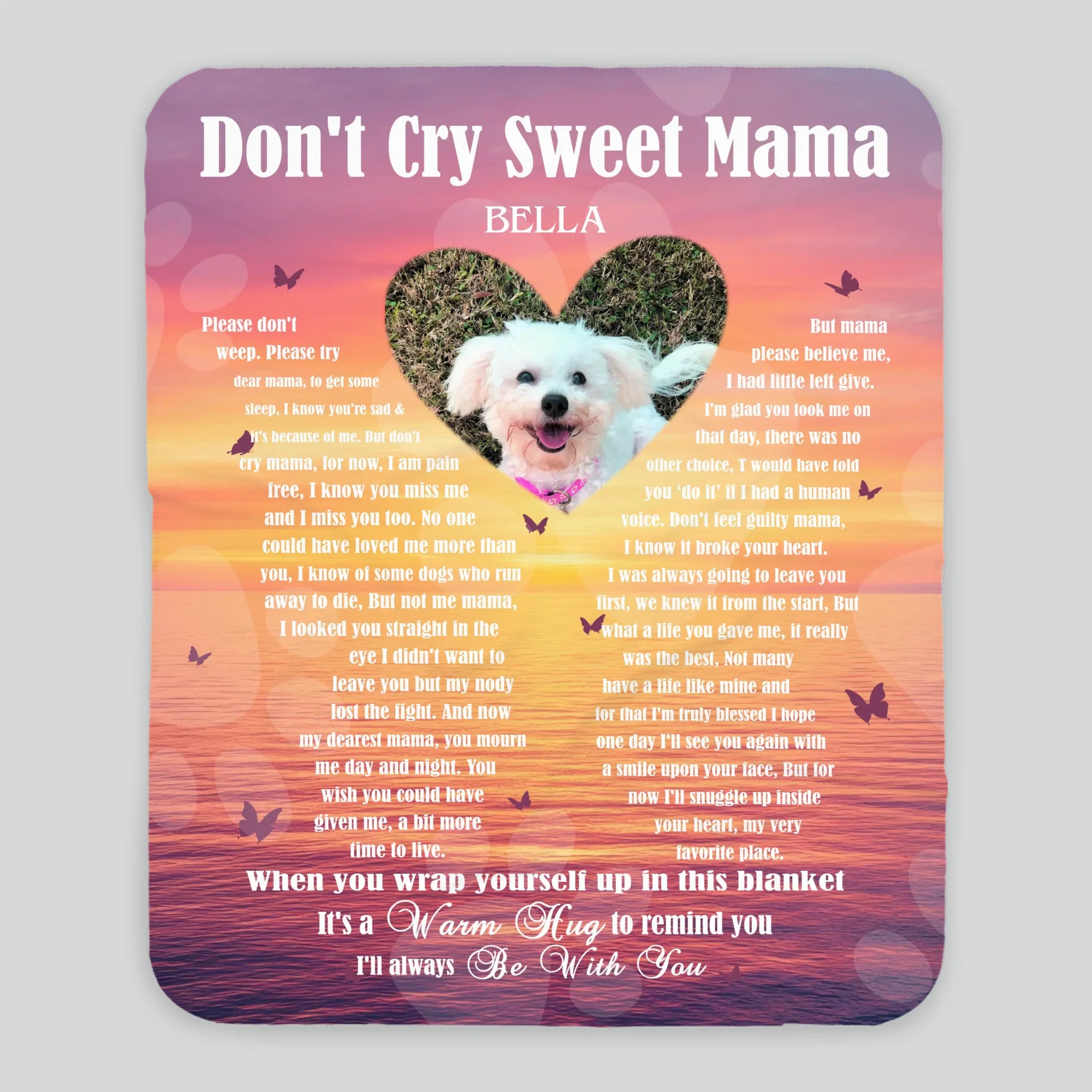 Personalised Photo Dog Blanket - A Warm Hug From Heaven, Dog Themed Presents - 89Prints