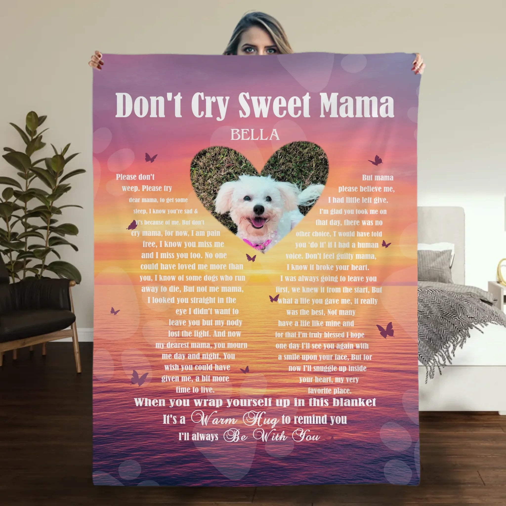 Personalised Photo Dog Blanket - A Warm Hug From Heaven, Dog Themed Presents - 89Prints