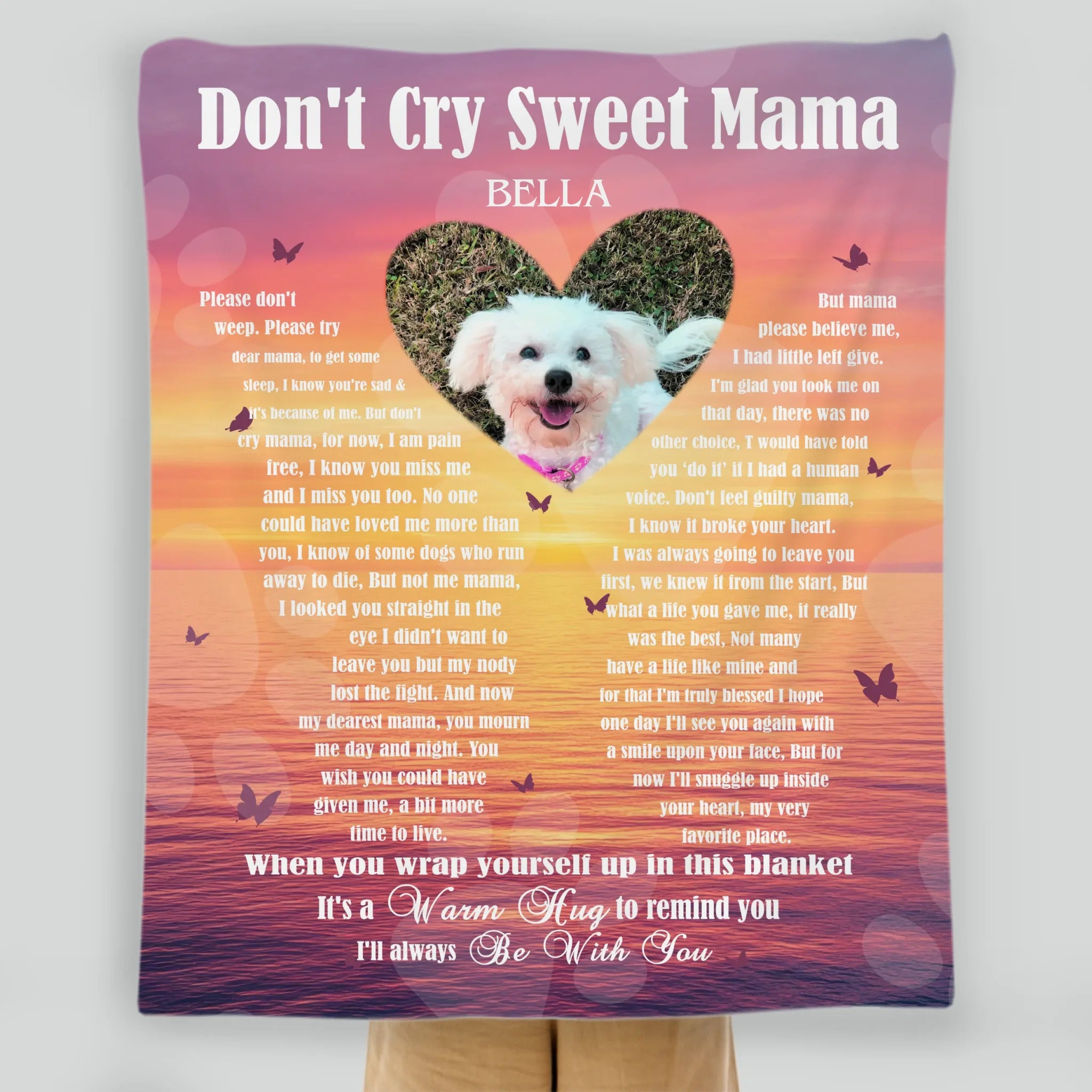 Personalised Photo Dog Blanket - A Warm Hug From Heaven, Dog Themed Presents - 89Prints