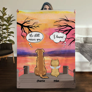 Custom Dog Memorial Blanket - The Sunset Conversation, Gifts With Dogs On Them - 89Prints