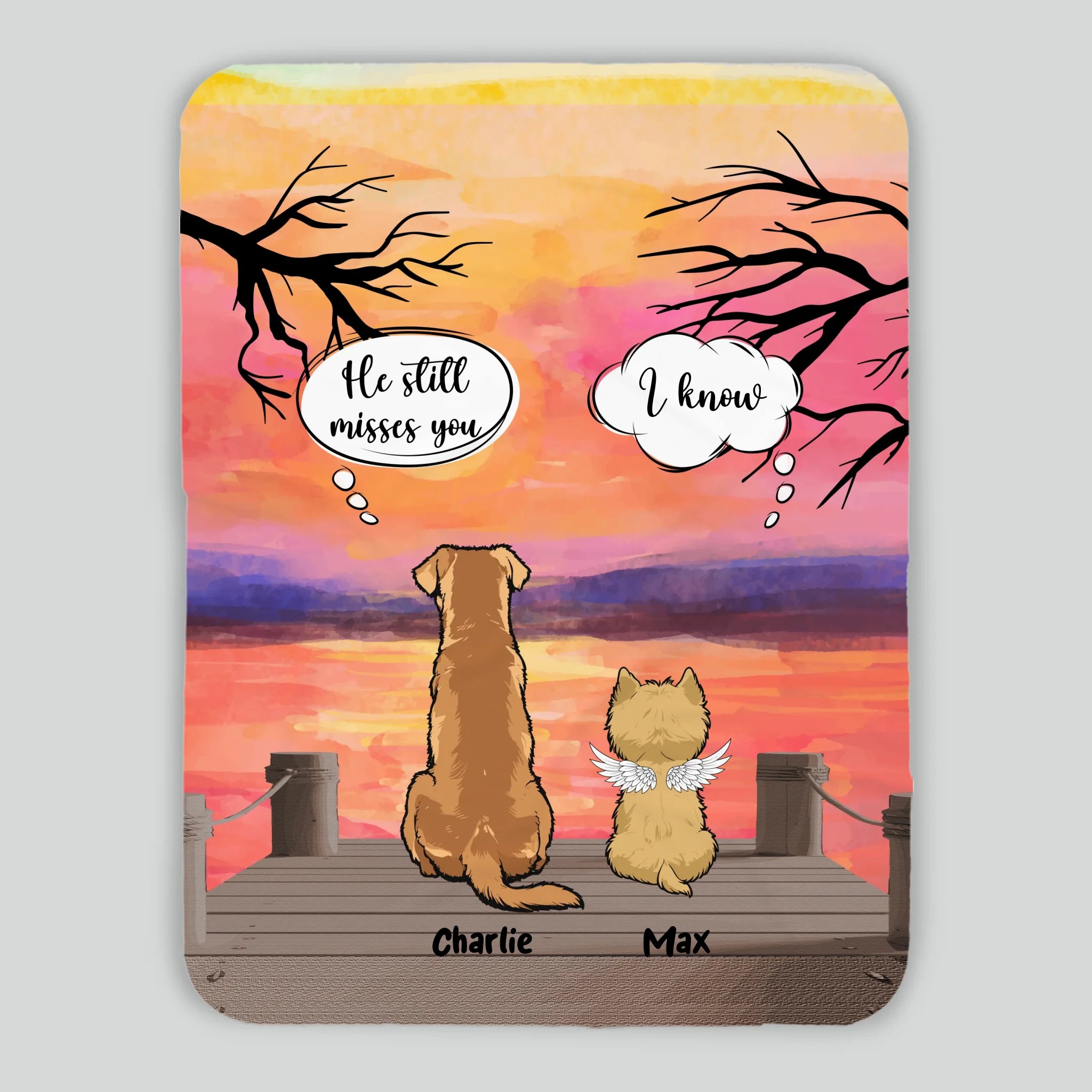 Custom Dog Memorial Blanket - The Sunset Conversation, Gifts With Dogs On Them - 89Prints