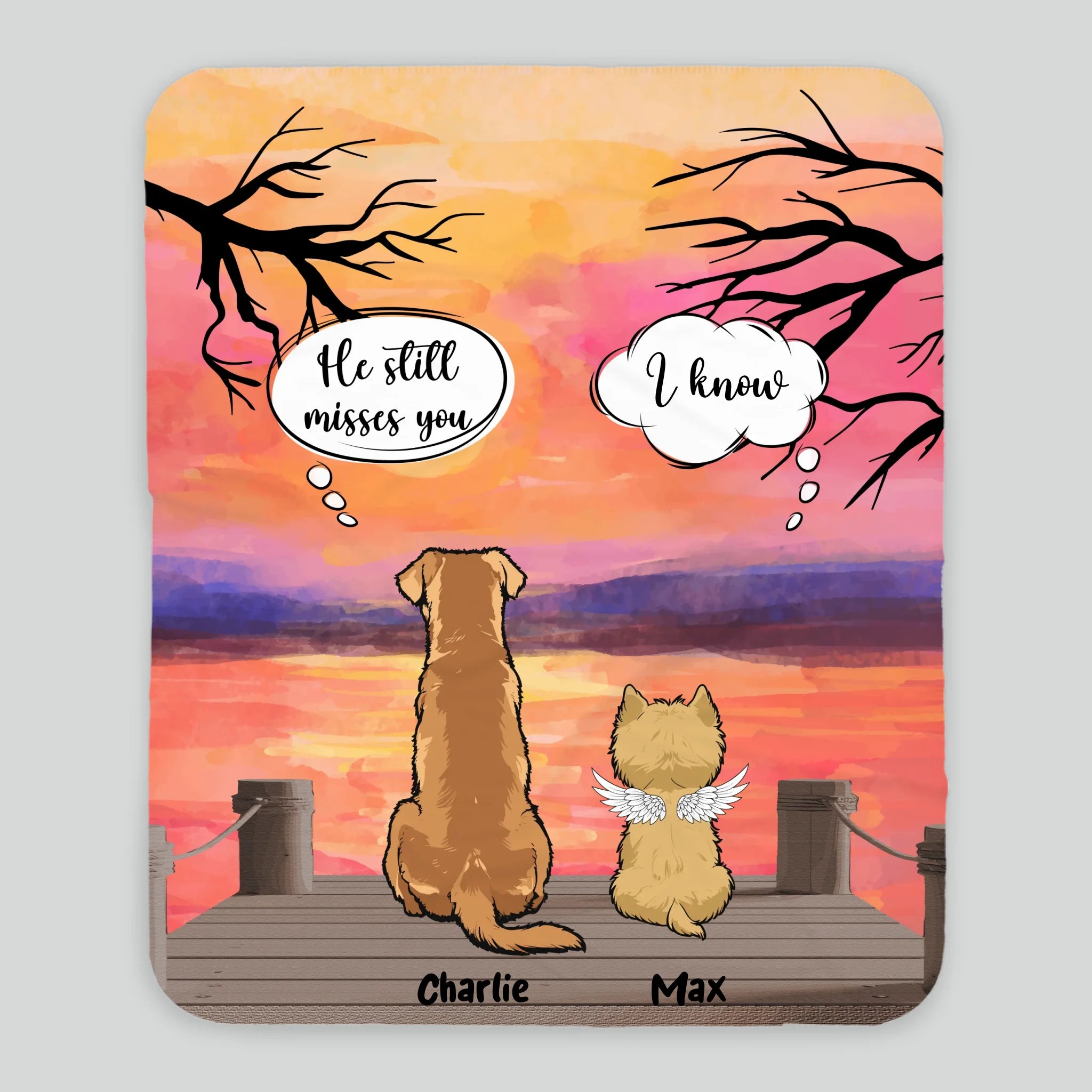 Custom Dog Memorial Blanket - The Sunset Conversation, Gifts With Dogs On Them - 89Prints