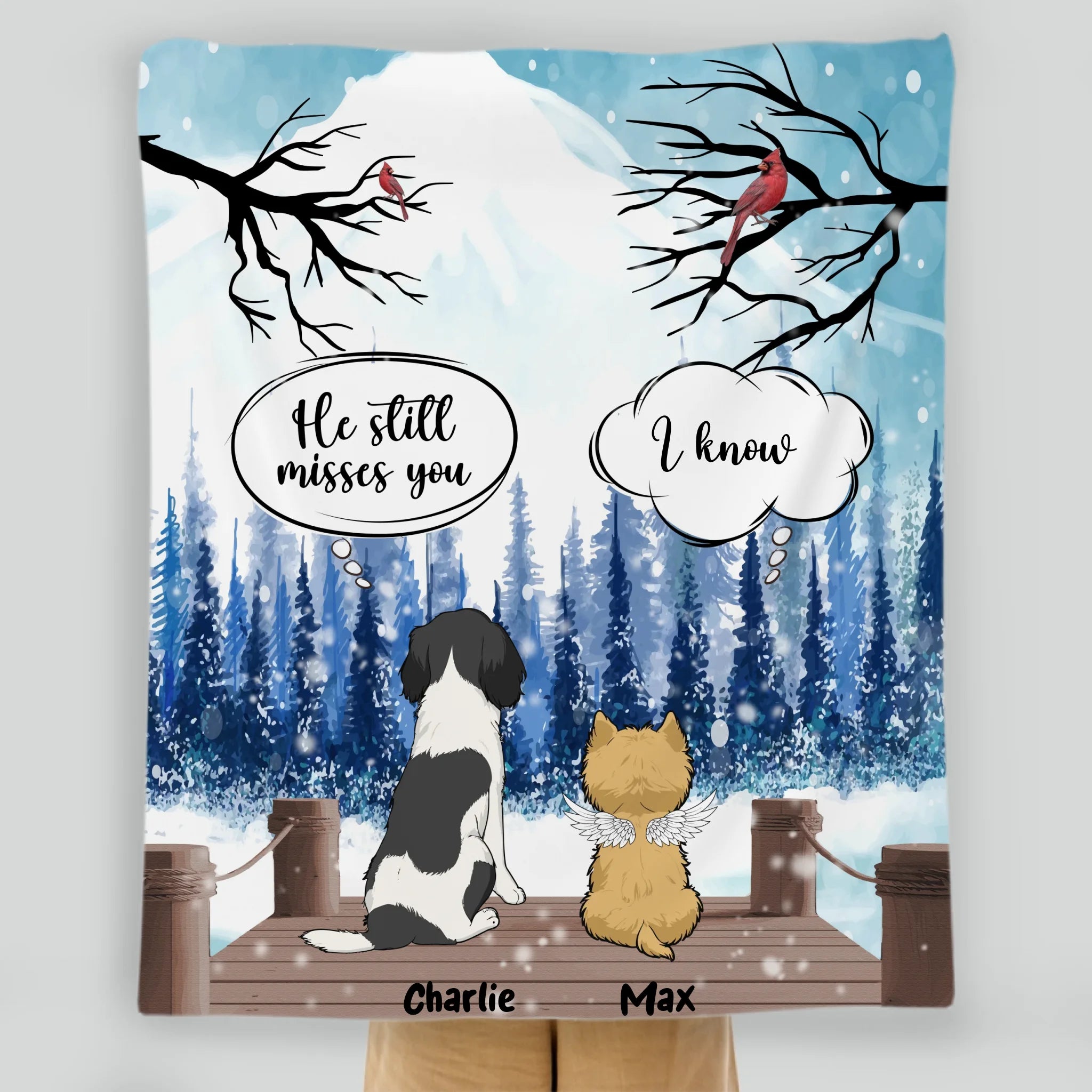 Customized Dog Memorial Gifts Blanket - The Winter Bridge Conversation, Dog Related Gift Ideas - 89Prints