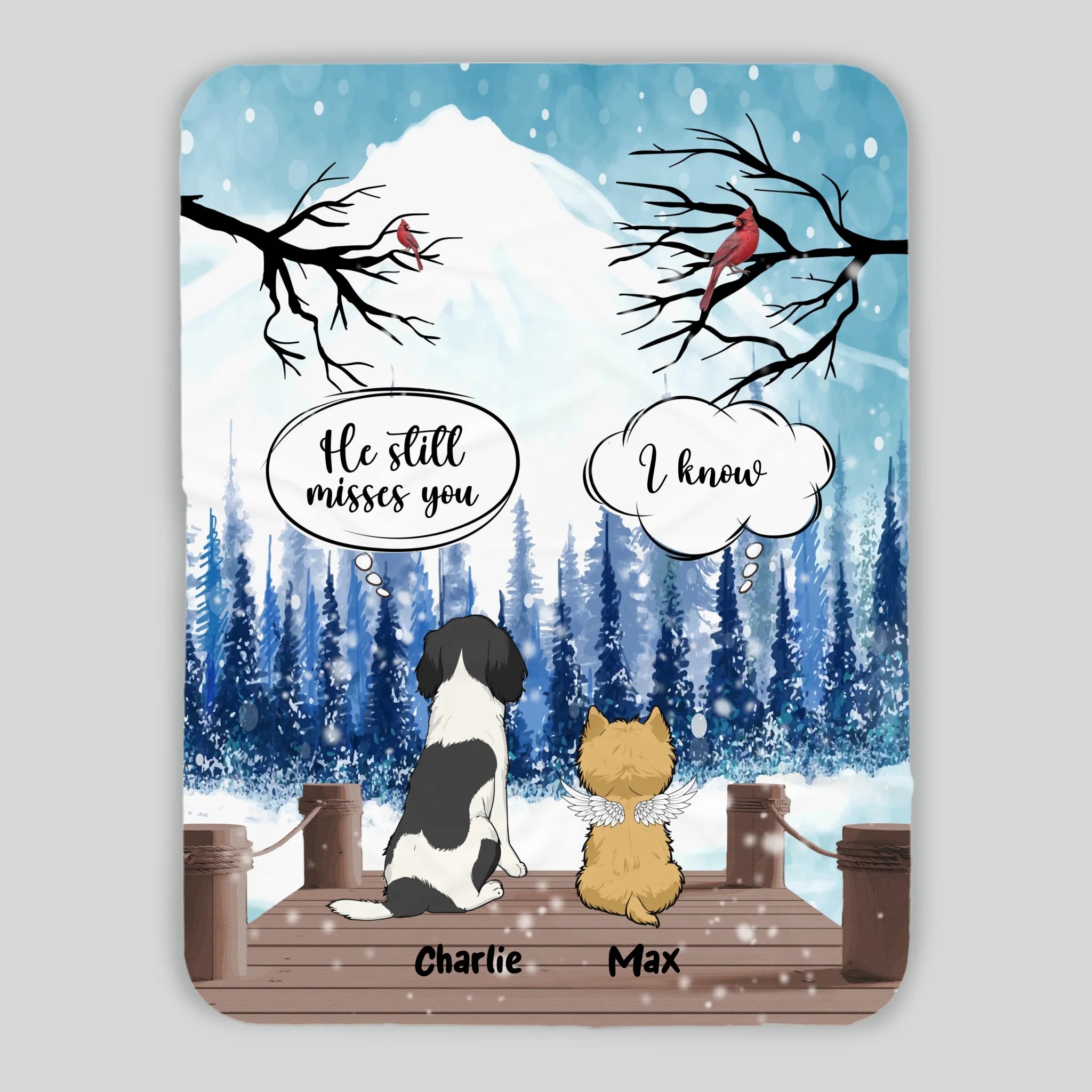 Customized Dog Memorial Gifts Blanket - The Winter Bridge Conversation, Dog Related Gift Ideas - 89Prints