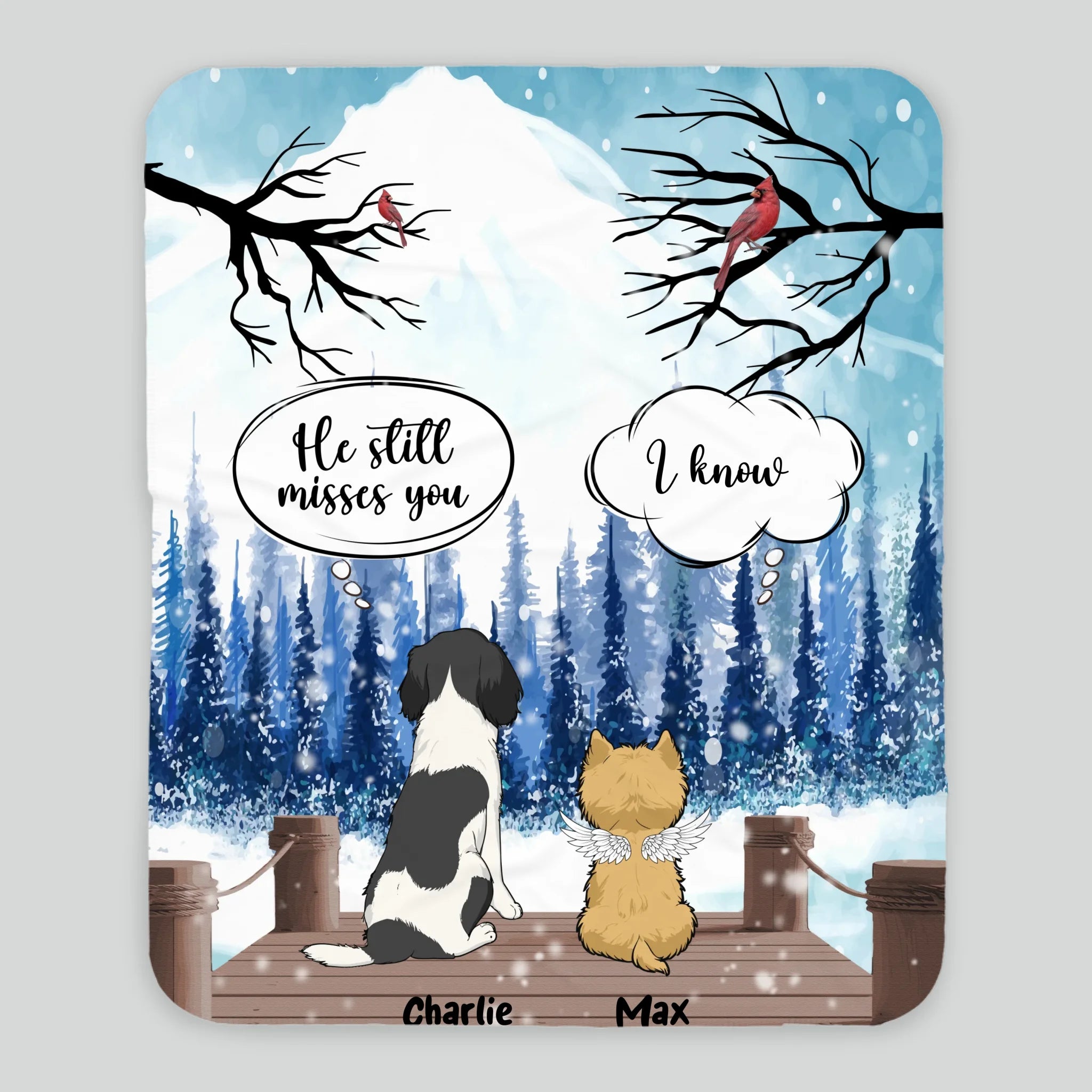 Customized Dog Memorial Gifts Blanket - The Winter Bridge Conversation, Dog Related Gift Ideas - 89Prints